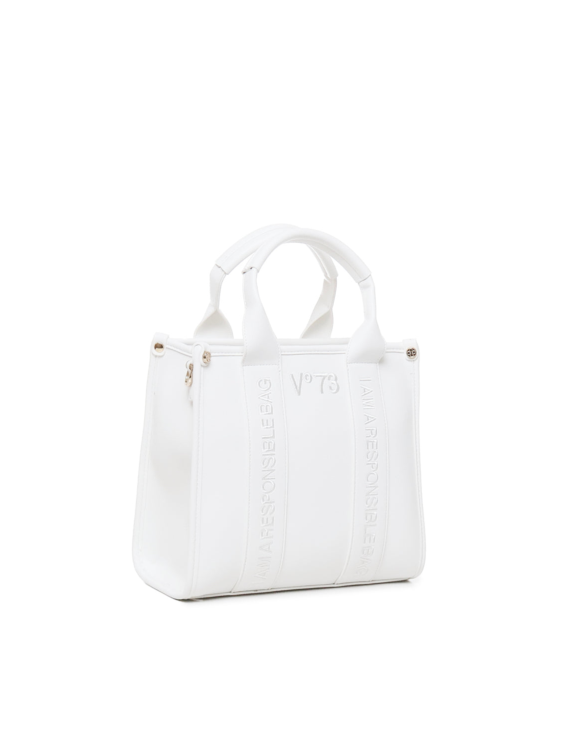 Borsa tote con ricamo 73BS7HD02 ECHO 73 BIANCO V° 73 