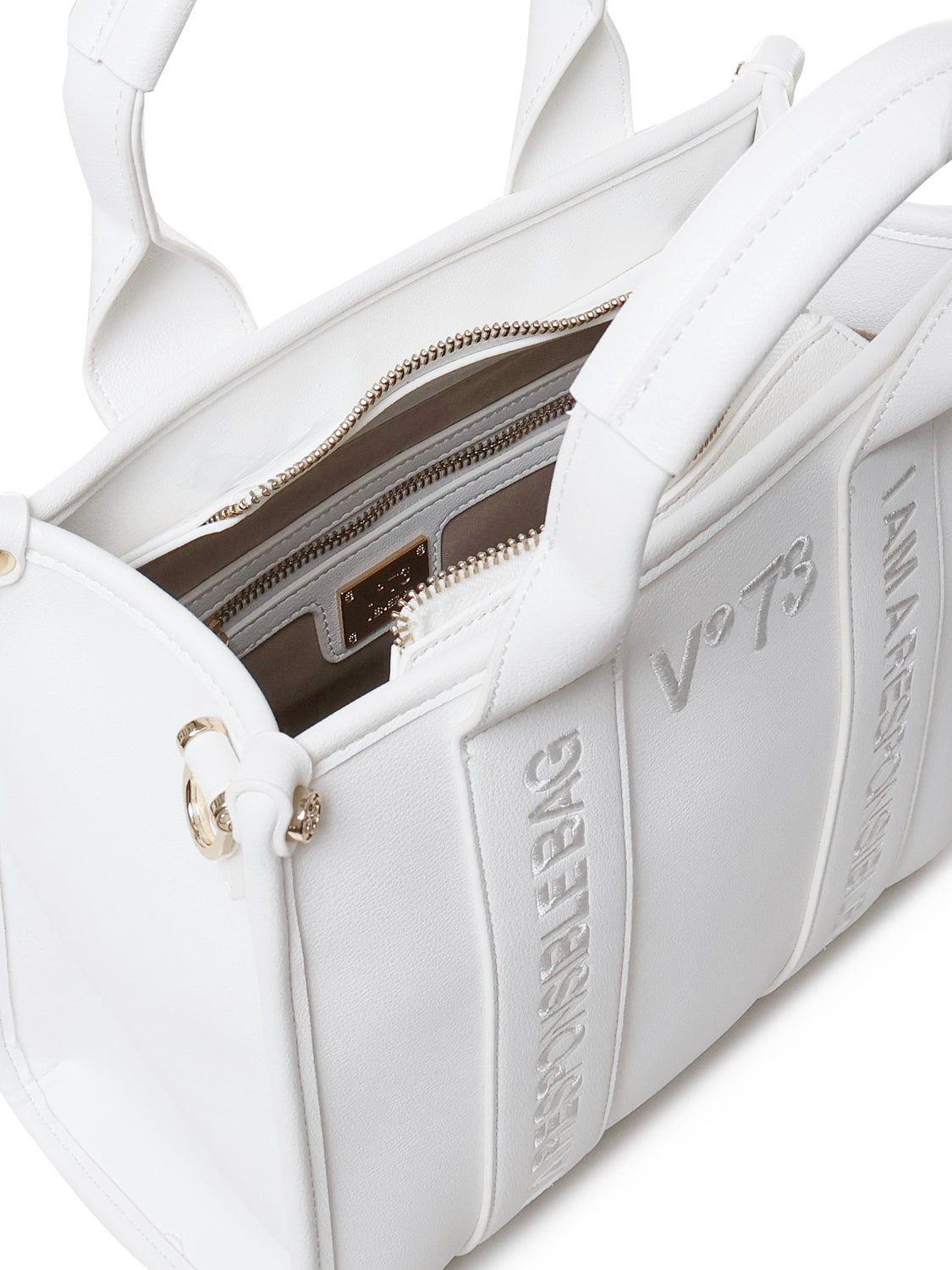 Borsa tote con ricamo 73BS7HD02 ECHO 73 BIANCO V° 73 