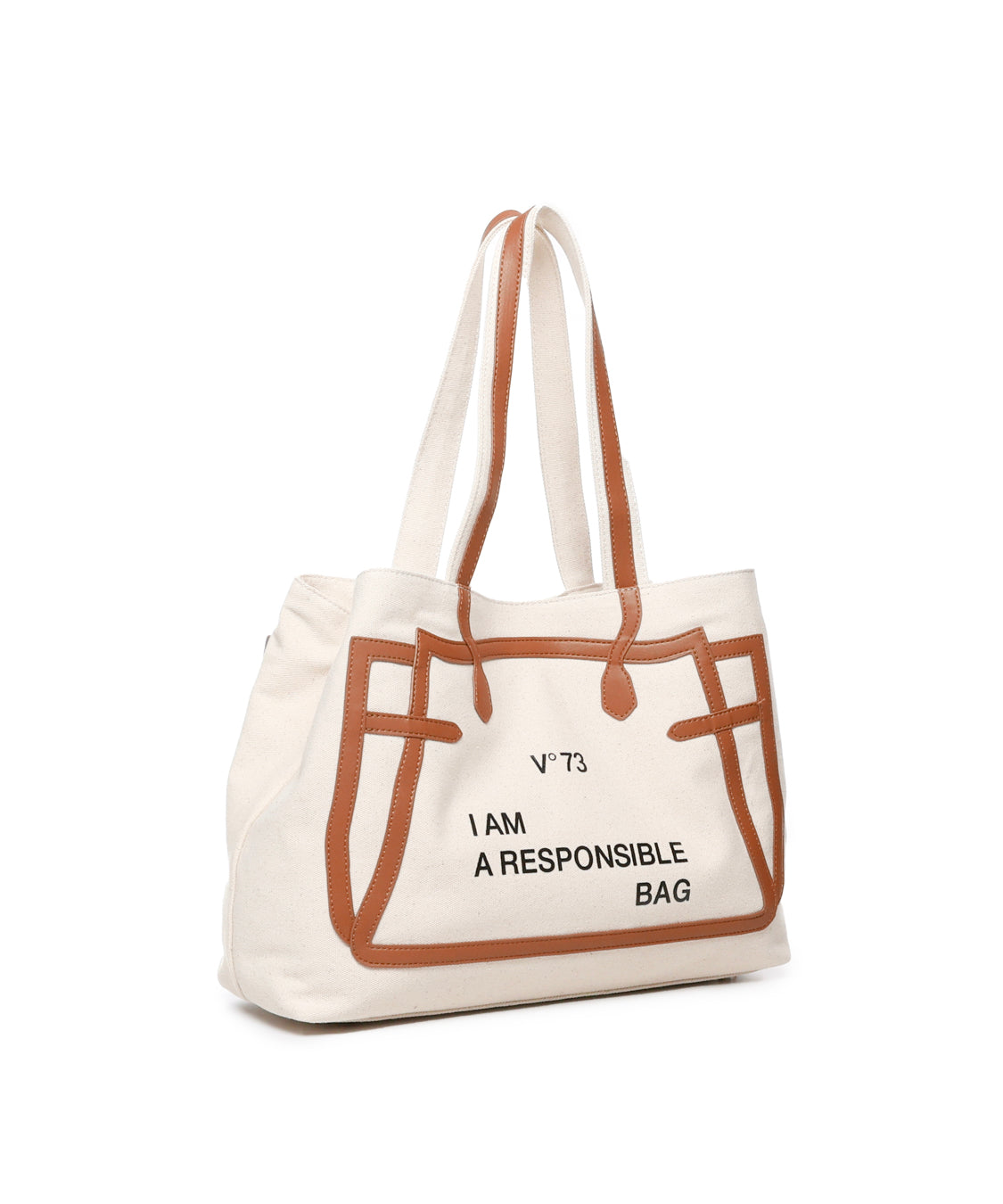 Borsa tote I am responsible 73BS7UH01 RESPONSIBILITY MUSTNATURALE/CUOIO V° 73 