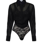 Camicia body in georgette AA9C0930T666A 995 ALAIA 