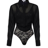 Camicia body in georgette AA9C0930T666A 995 ALAIA 