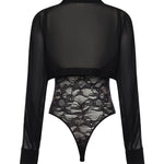 Camicia body in georgette AA9C0930T666A 995 ALAIA 