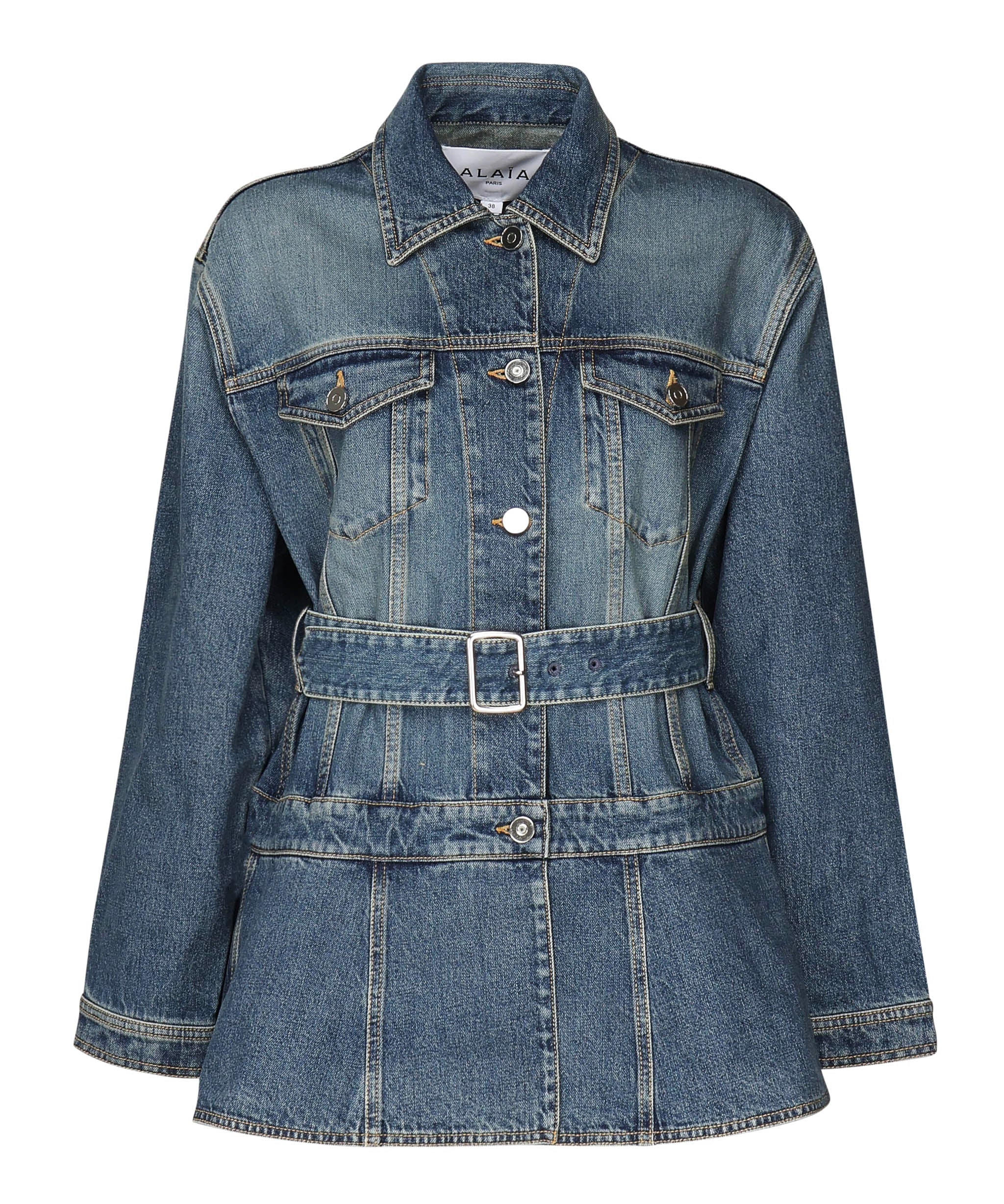 Giacca in denim con baschina<BR/> AA9V0422T536A 525 ALAIA 