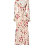 abito lungo in crepe di seta stampa floreale 2A643A F7141 BLUMARINE 