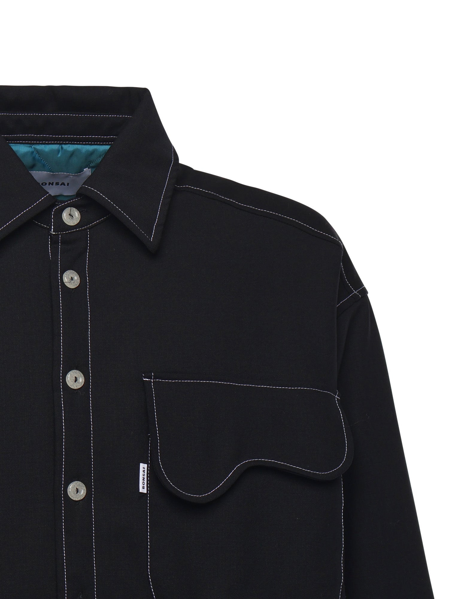 Overshirt con tasca sul petto SH003002 BLK BONSAI 
