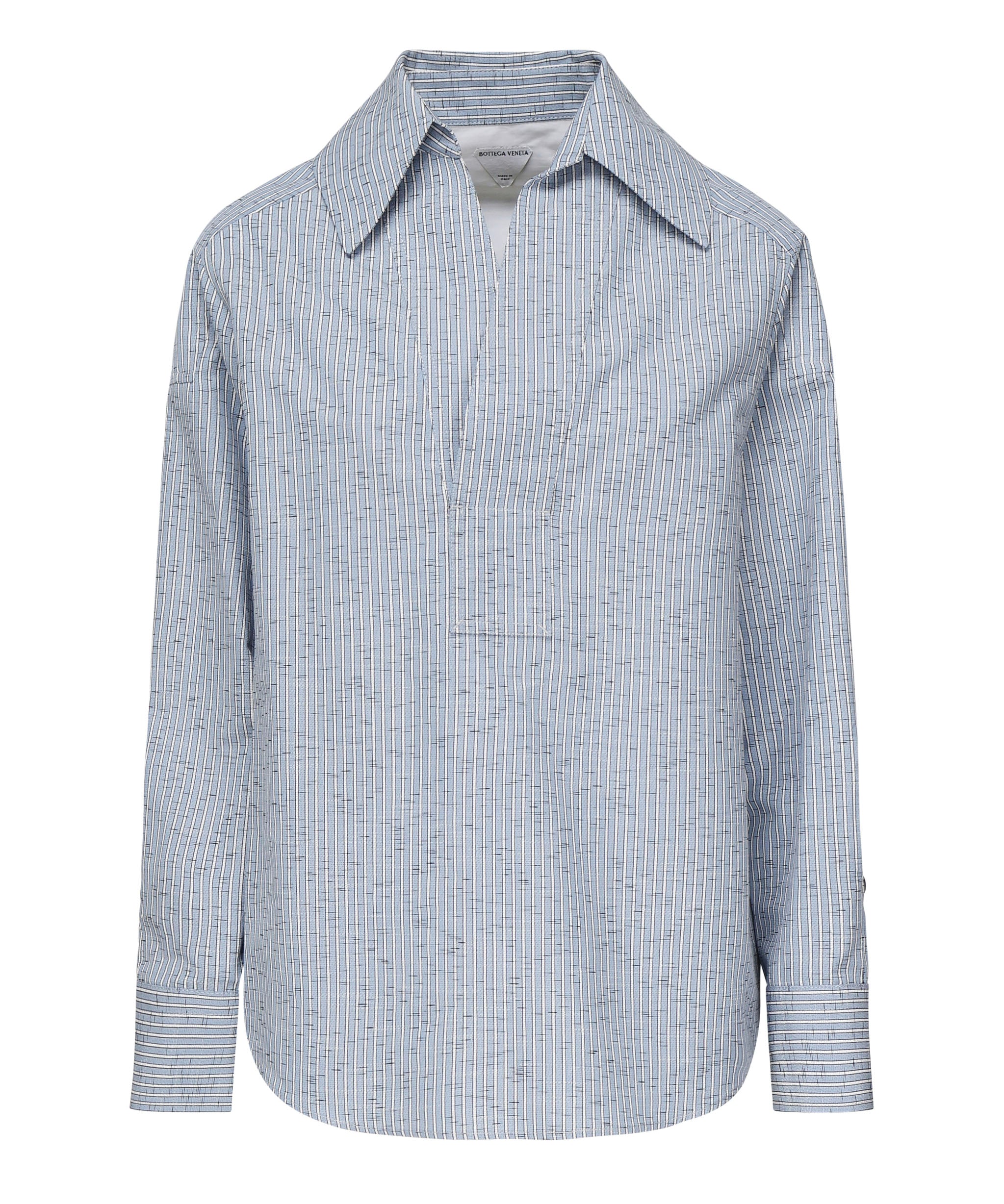 Camicia a righe in cotone e lino 819968 V5CW04028 BOTTEGA VENETA 