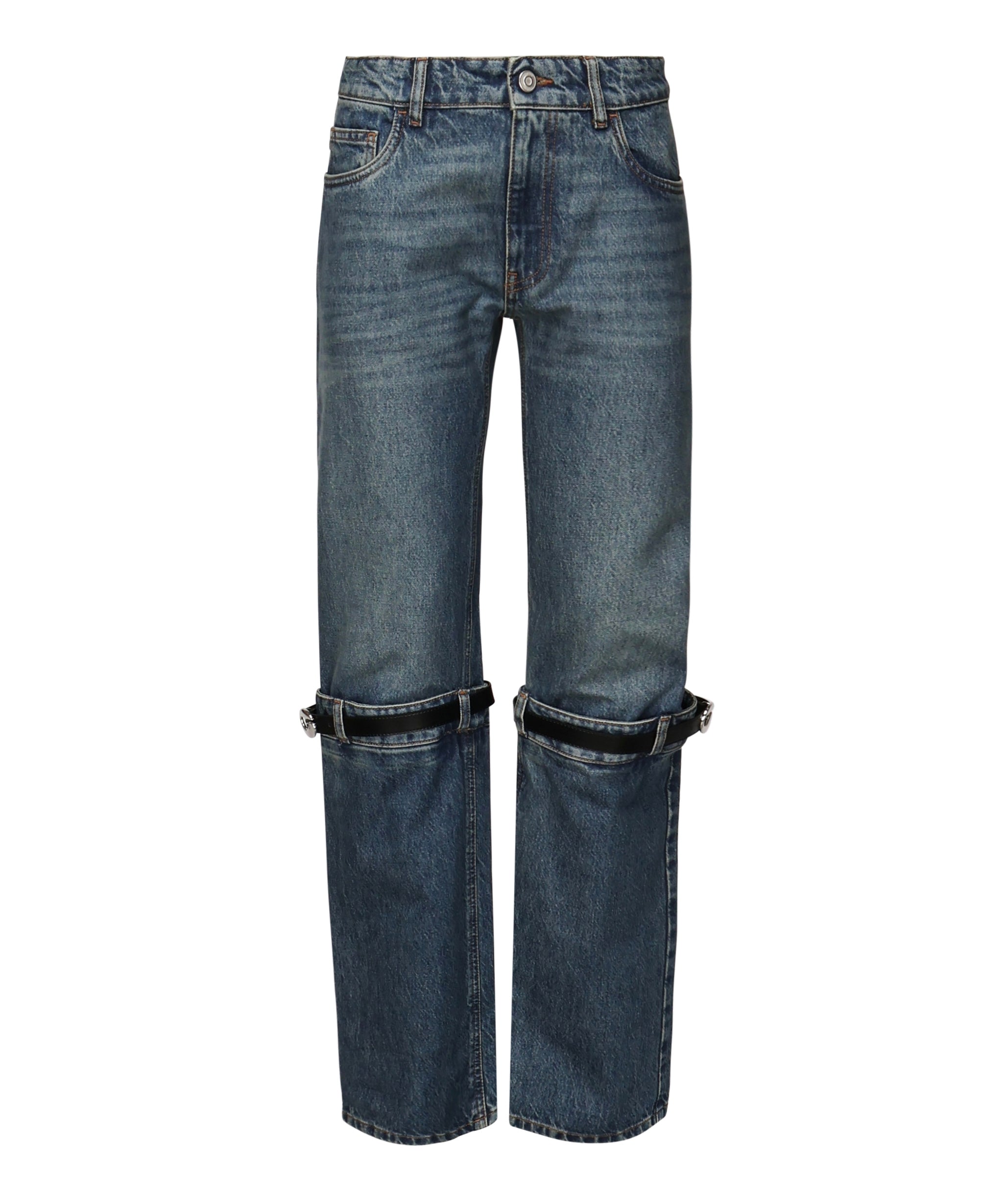 Jeans dritti con fibbia in pelle COPP32F2014 BLU COPERNI 