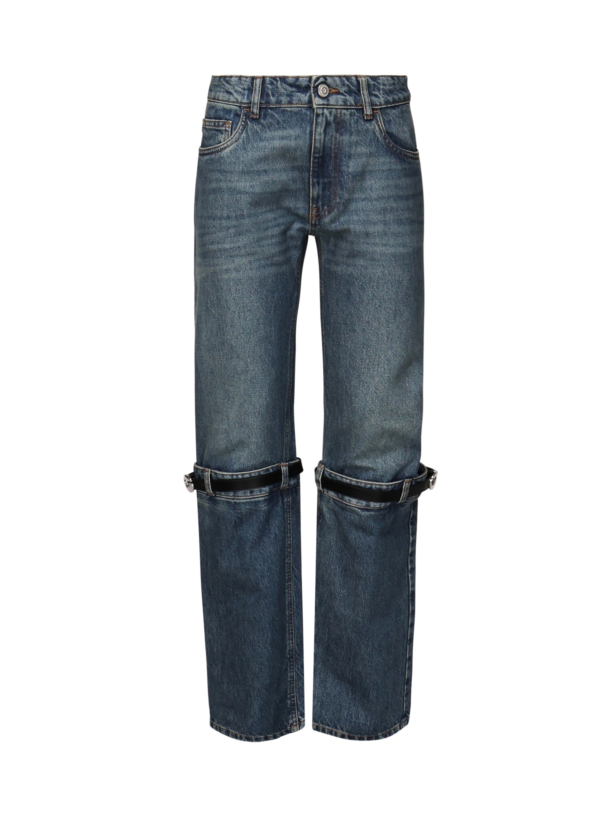 Jeans dritti con fibbia in pelle COPP32F2014 BLU COPERNI 