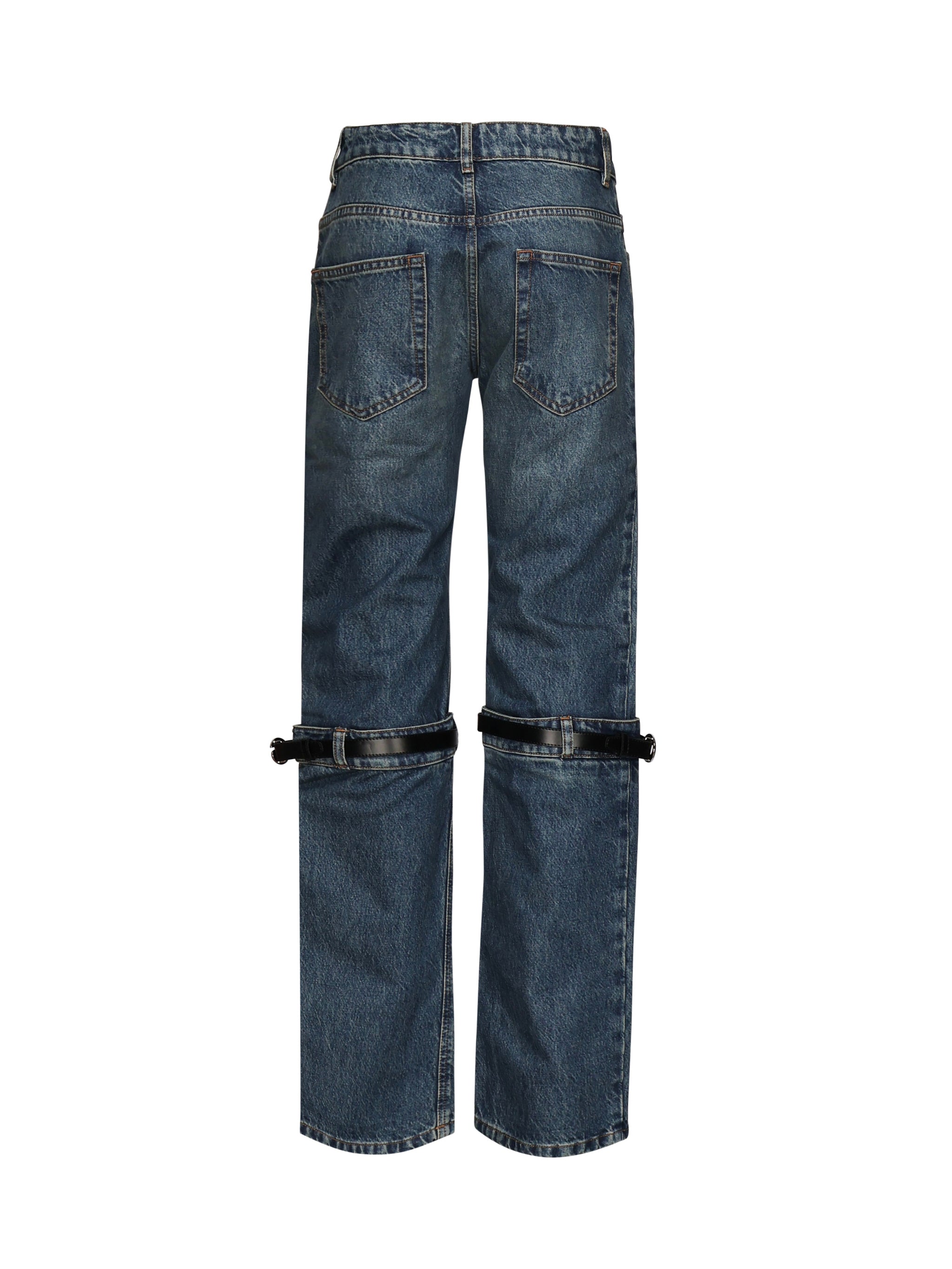 Jeans dritti con fibbia in pelle COPP32F2014 BLU COPERNI 