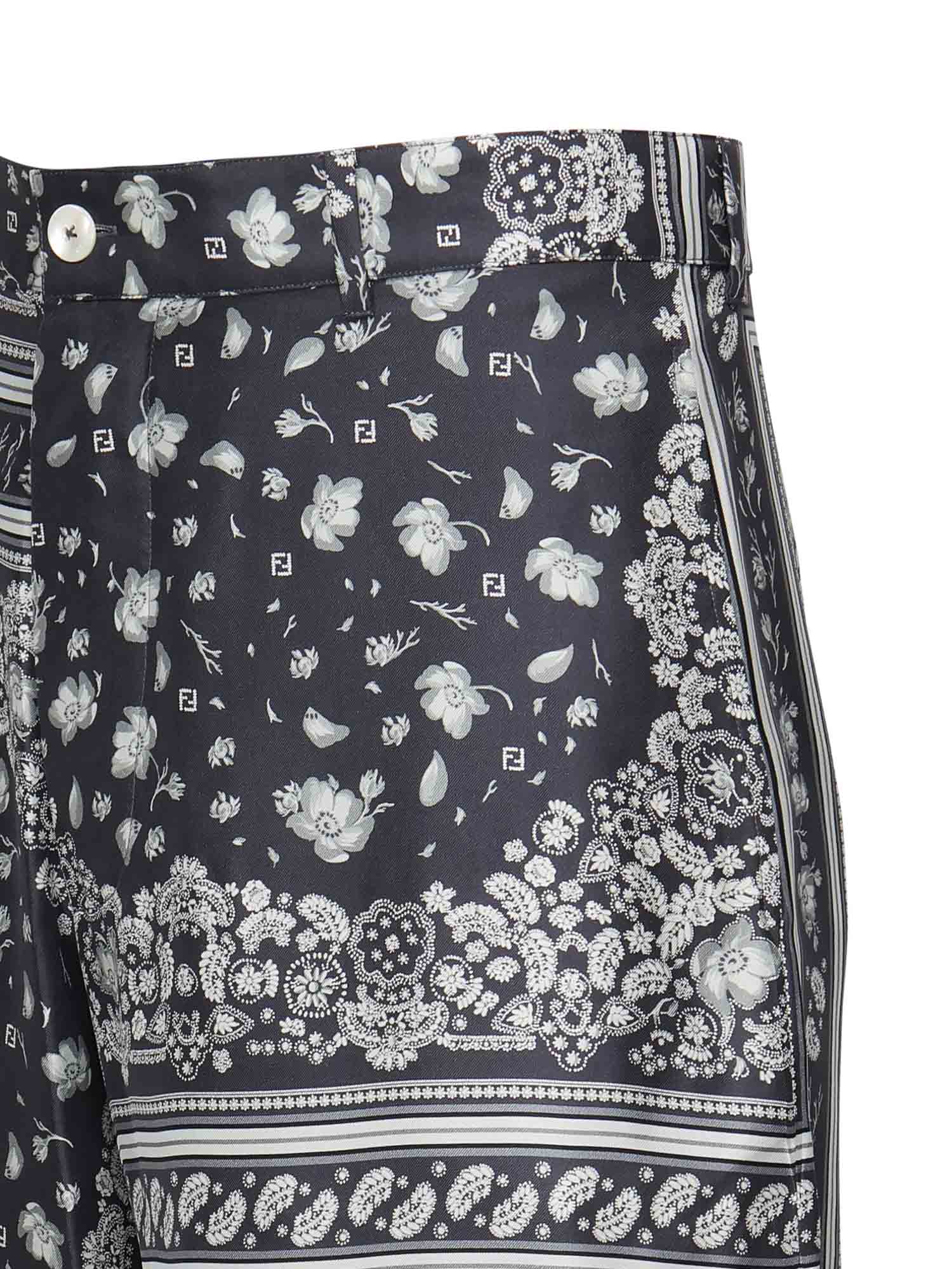 Pantaloncini in seta con stampa FB1014 AUVQF0U6K FENDI 