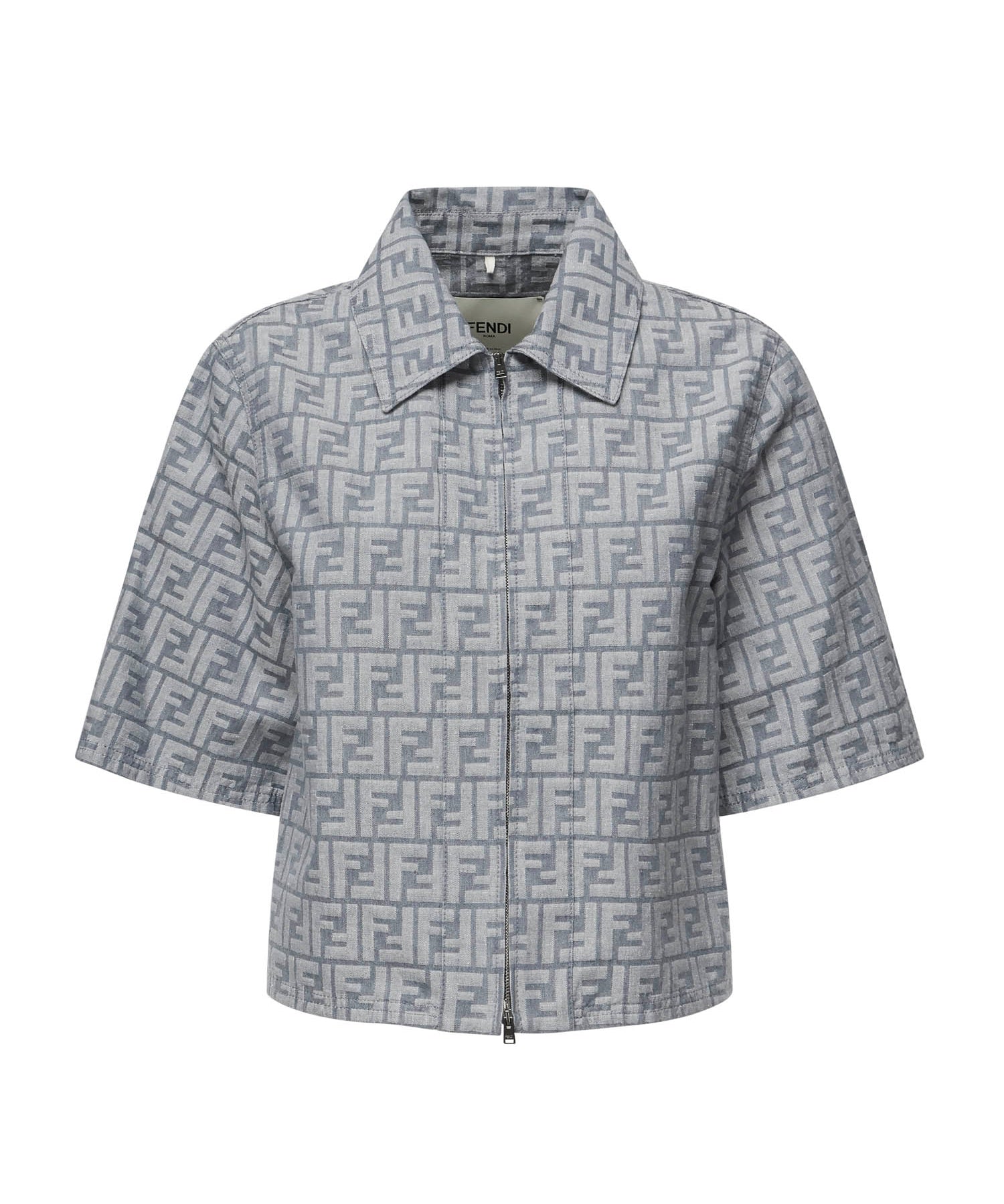 Giacca cropped in chambray FF jacquard<BR/> FLF790 ASMFF1SAT FENDI 