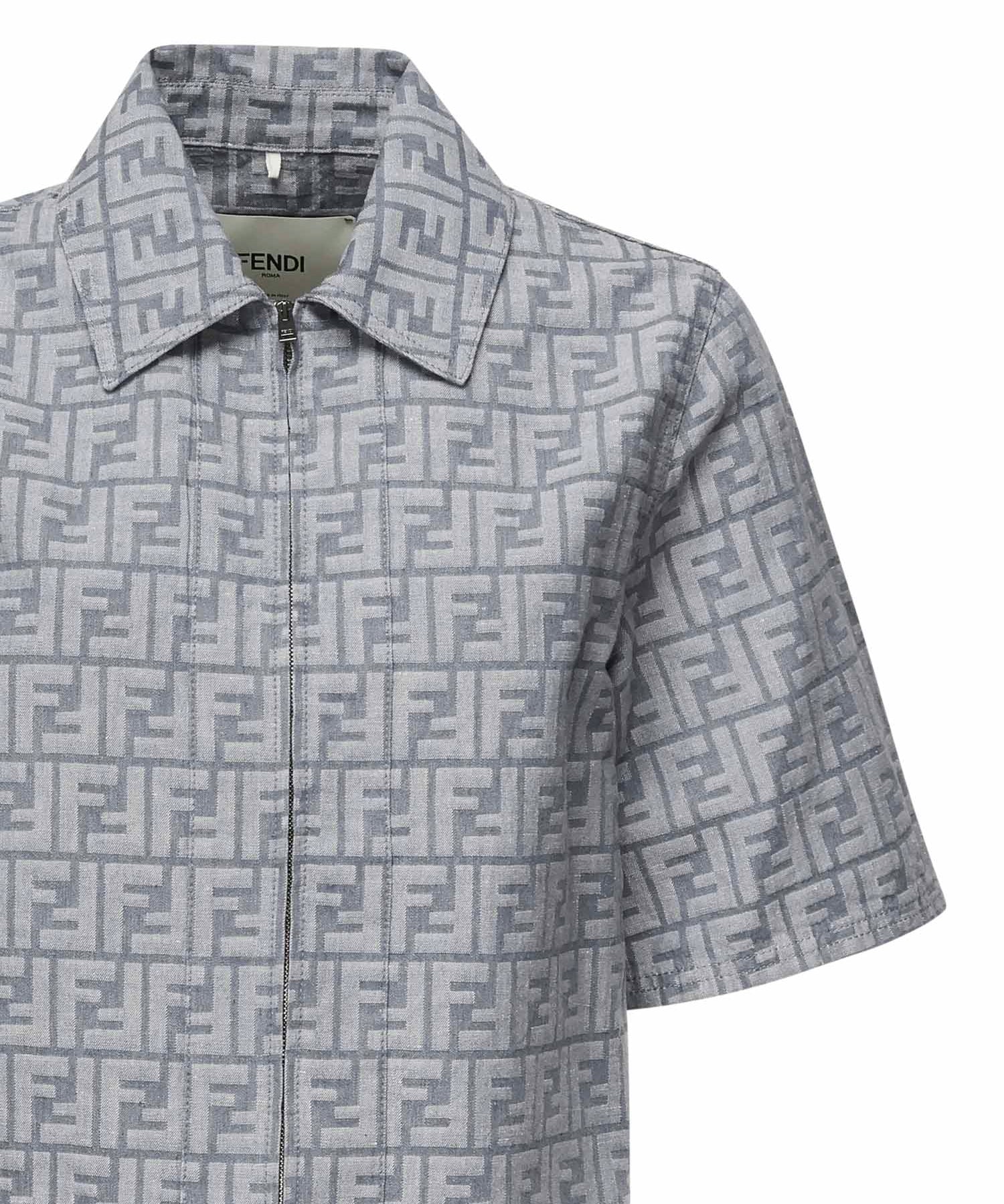 Giacca cropped in chambray FF jacquard<BR/> FLF790 ASMFF1SAT FENDI 