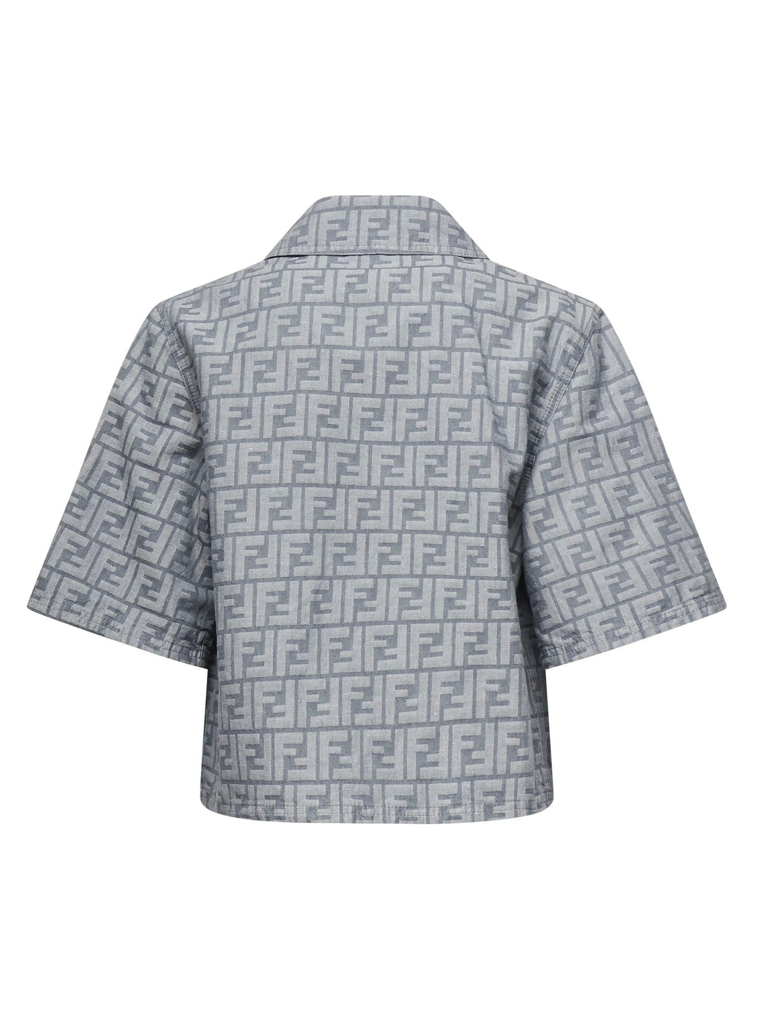 Giacca cropped in chambray FF jacquard<BR/> FLF790 ASMFF1SAT FENDI 
