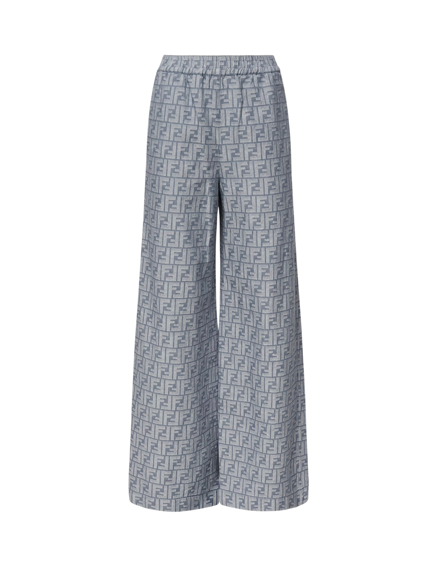 Pantaloni in chambray FF jacquard<BR/> FLP869 ASMFF1SAT FENDI 