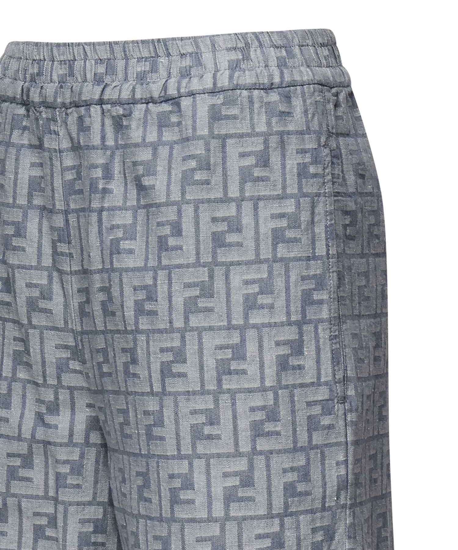 Pantaloni in chambray FF jacquard<BR/> FLP869 ASMFF1SAT FENDI 