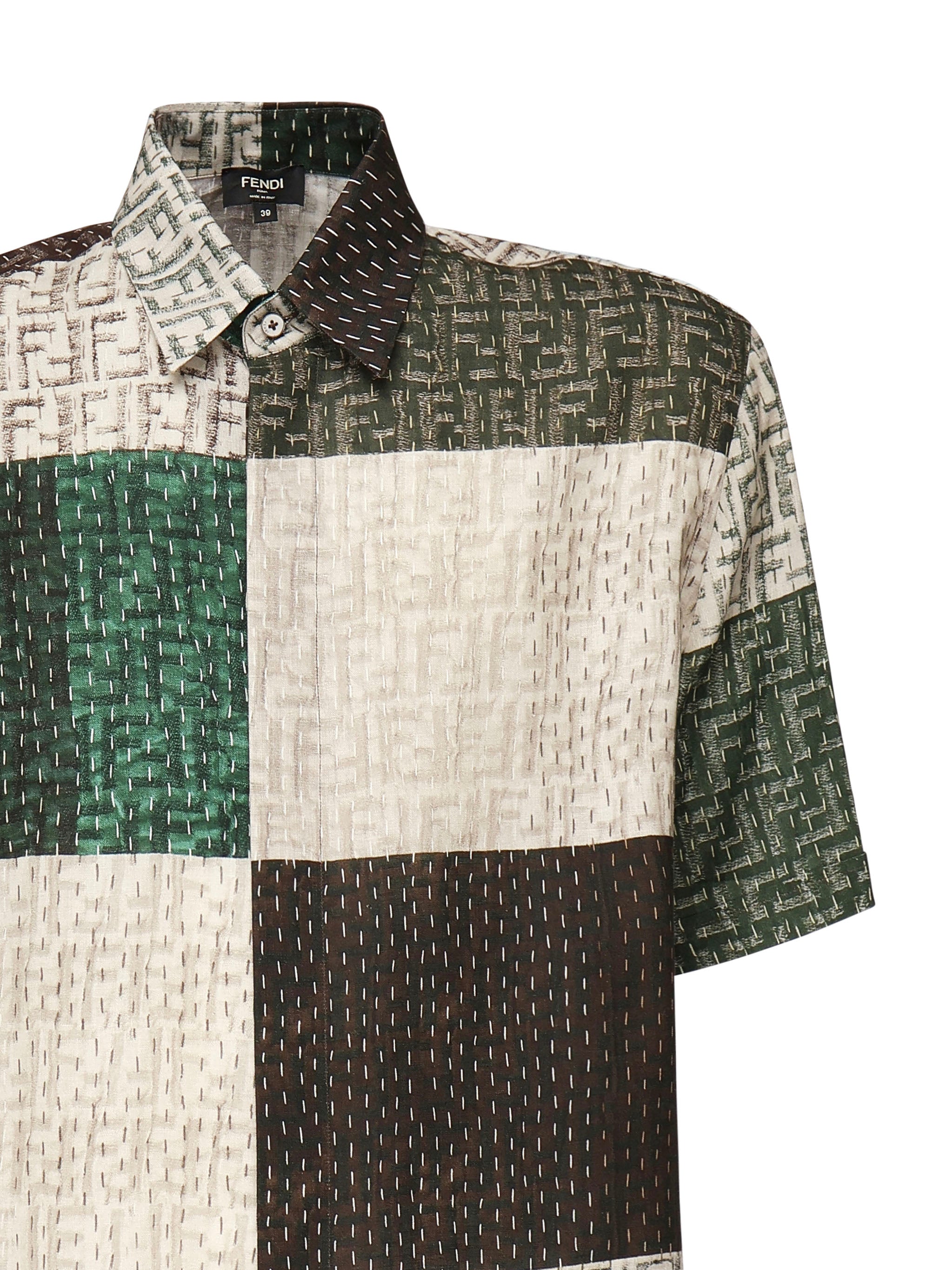 Camicia in lino FF Patchwork FS0795 AU73F1RFY FENDI 