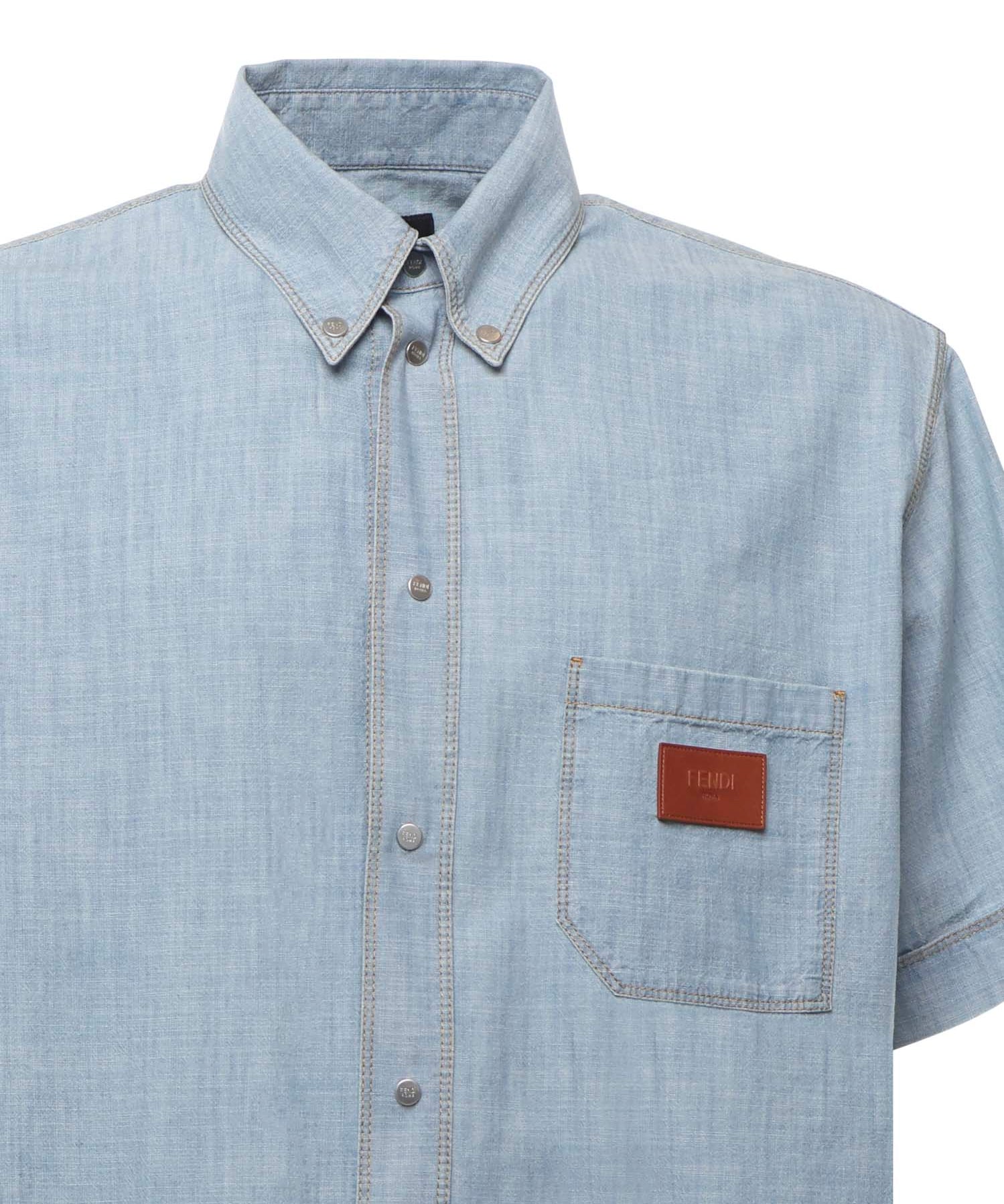Camicia in chambray con logo FS1321 AUWXF0LQ0 FENDI 