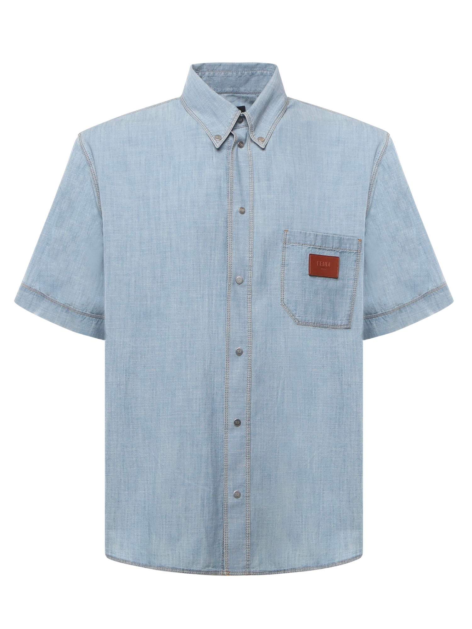 Camicia in chambray con logo FS1321 AUWXF0LQ0 FENDI 