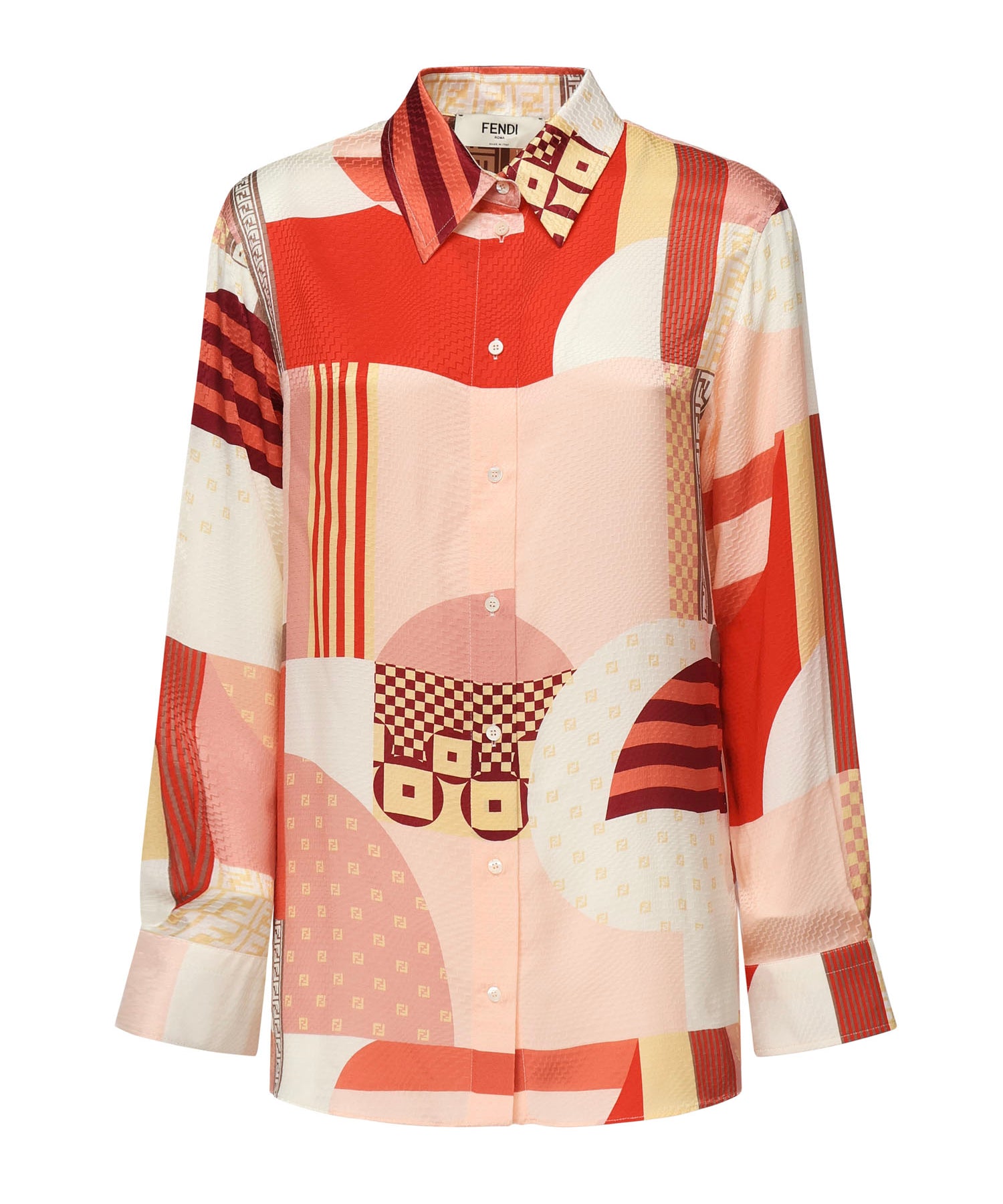 Camicia in seta con stampa patchwork FS8274 AUQMF1SAW FENDI 