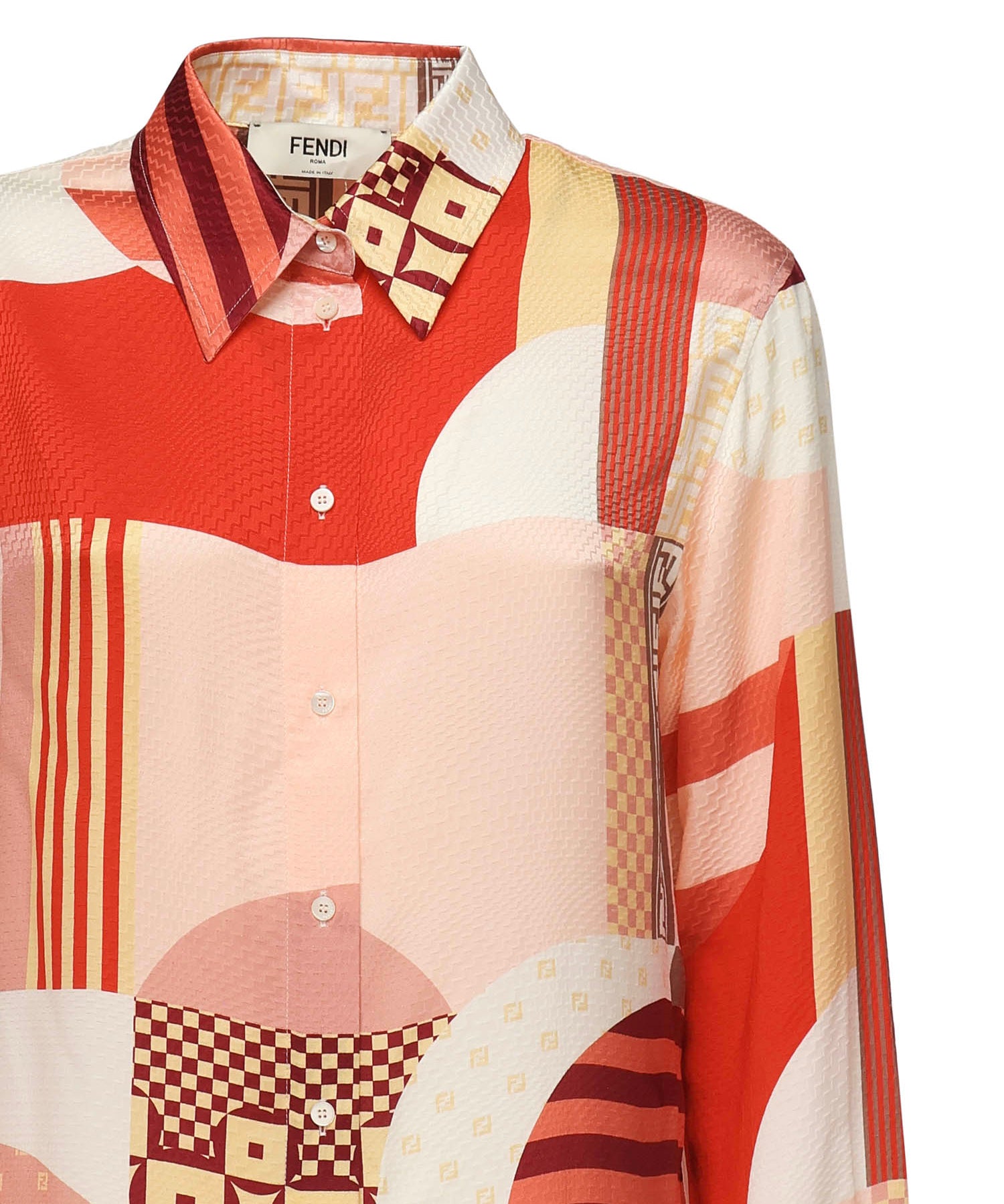 Camicia in seta con stampa patchwork FS8274 AUQMF1SAW FENDI 