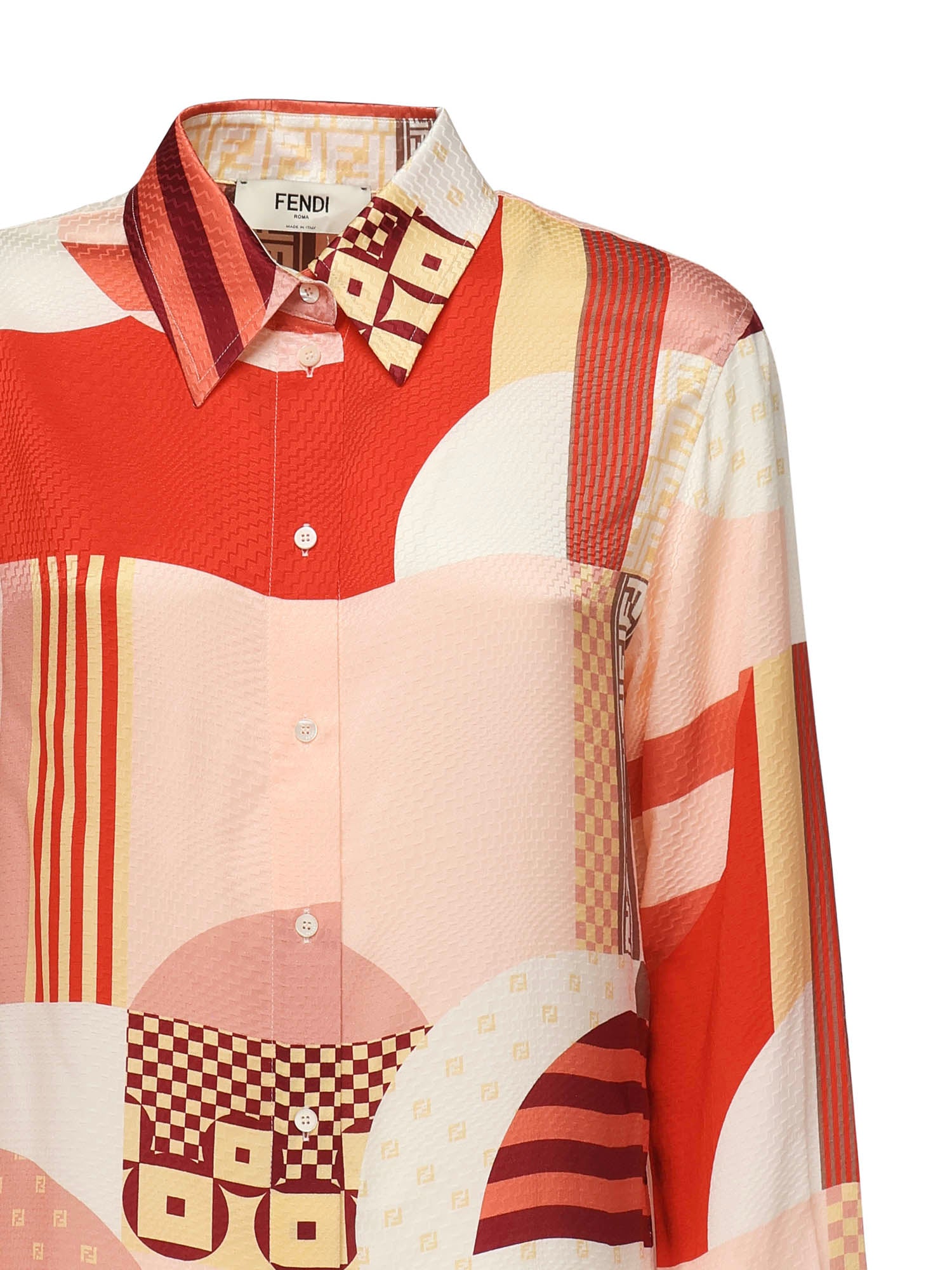 Camicia in seta con stampa patchwork FS8274 AUQMF1SAW FENDI 