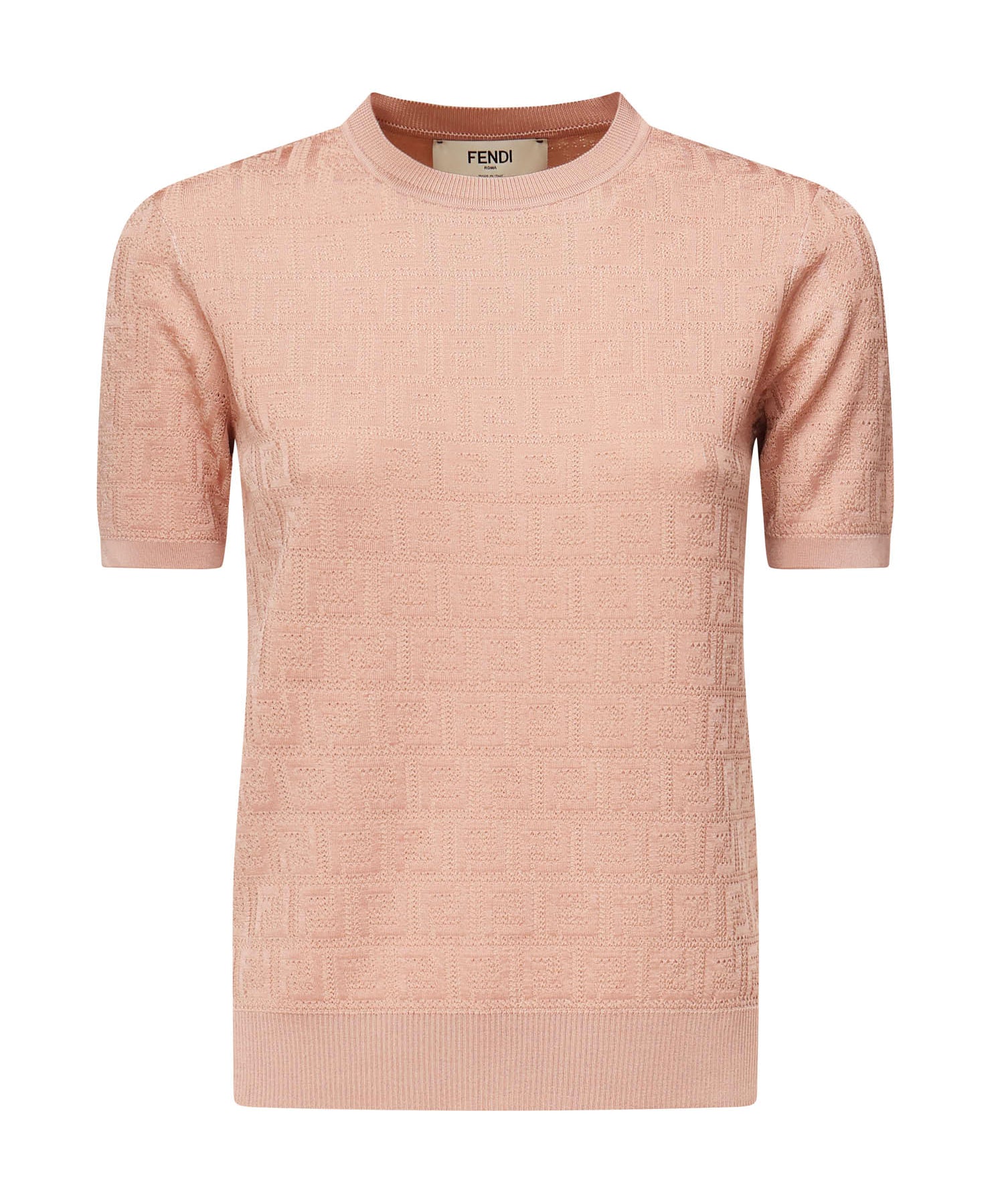 Maglia in cotone e viscosa FF jacquard FZXD57 AUZRF1SAU FENDI 