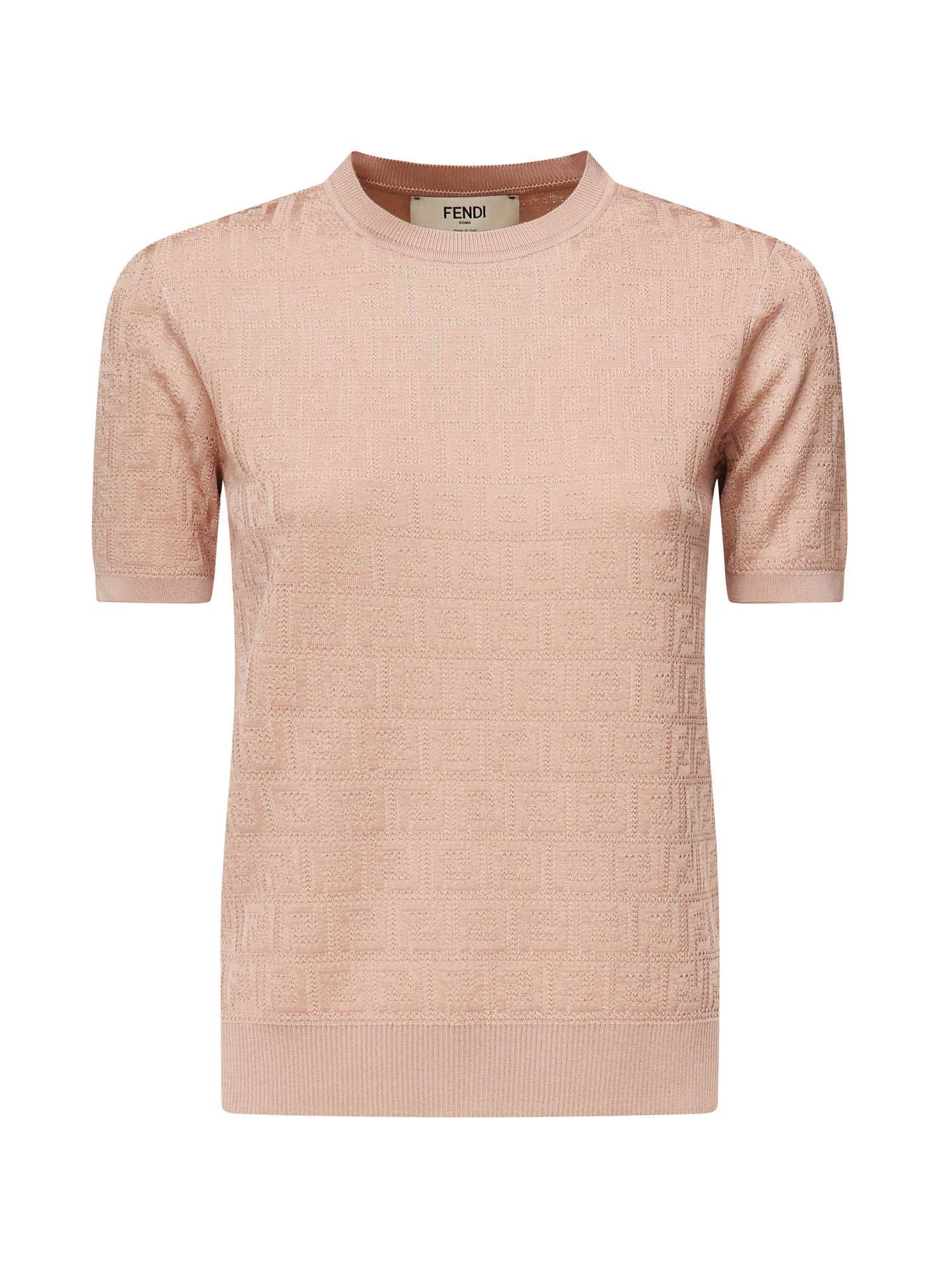 Maglia in cotone e viscosa FF jacquard FZXD57 AUZRF1SAU FENDI 
