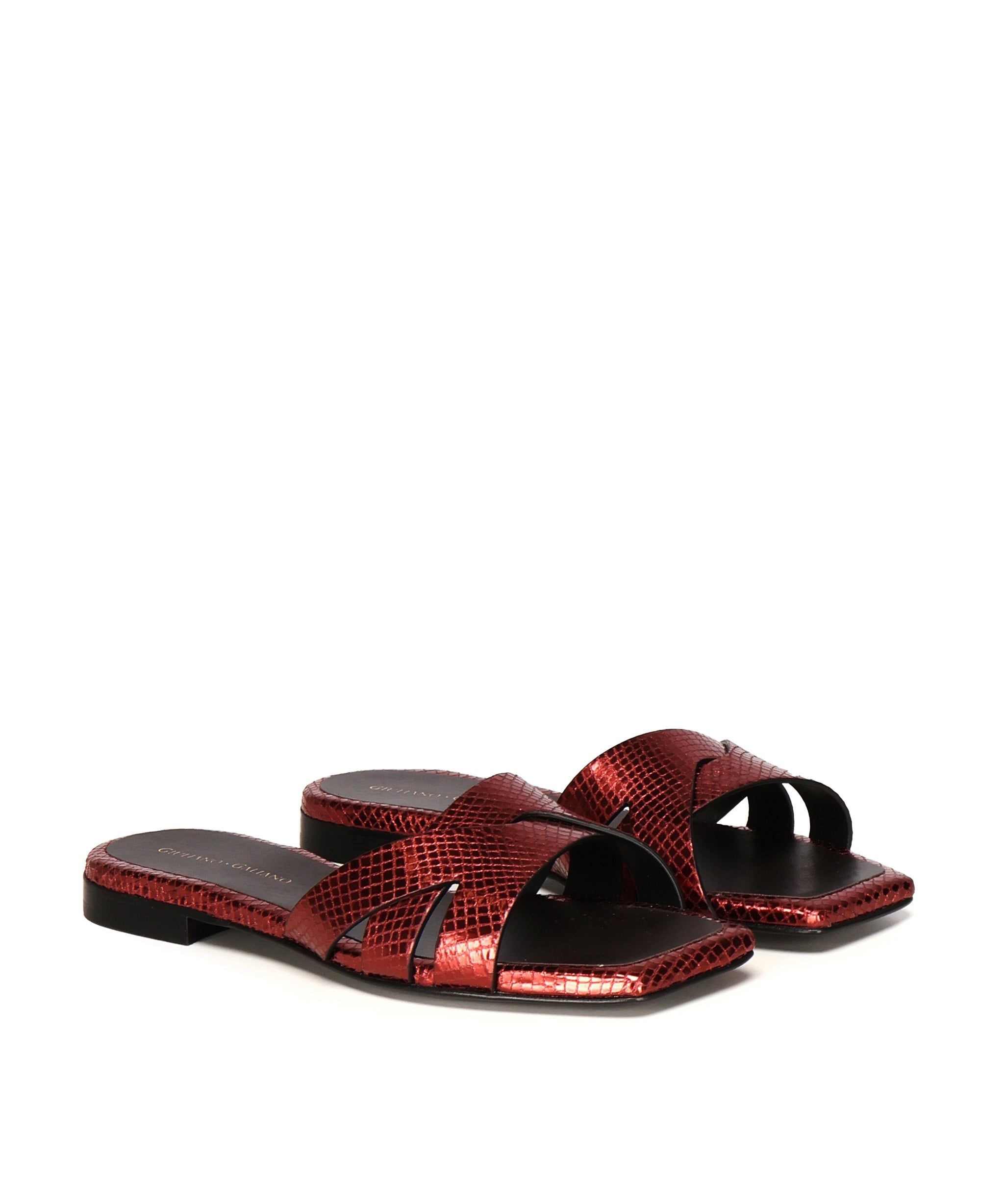 Sandali piatti Miryam<BR/> MIRYAM RETTILE BORDEAUX GIULIANO GALIANO 