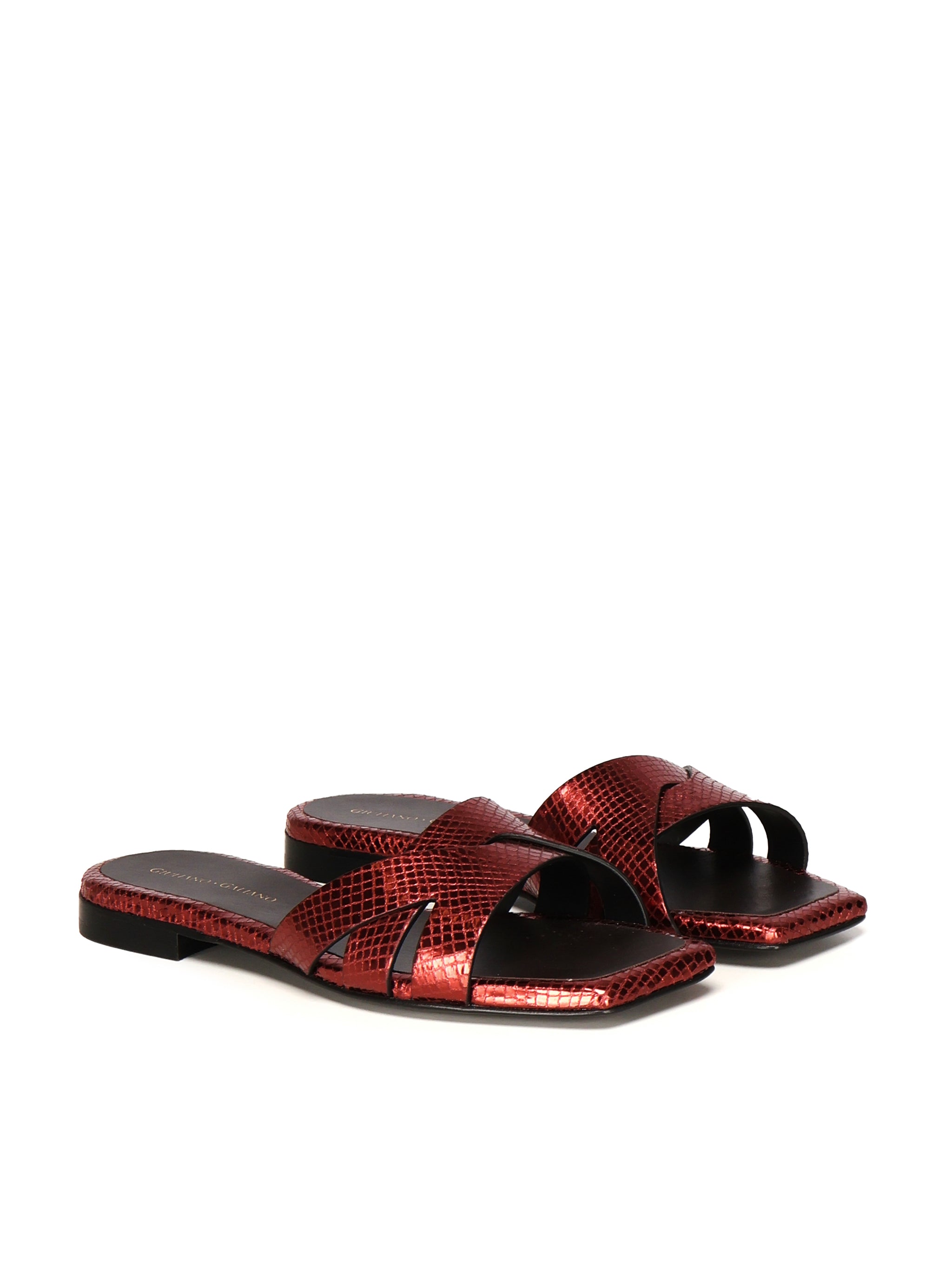 Sandali piatti Miryam<BR/> MIRYAM RETTILE BORDEAUX GIULIANO GALIANO 