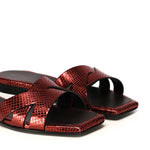 Sandali piatti Miryam<BR/> MIRYAM RETTILE BORDEAUX GIULIANO GALIANO 