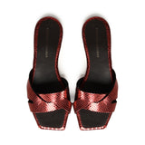 Sandali piatti Miryam<BR/> MIRYAM RETTILE BORDEAUX GIULIANO GALIANO 