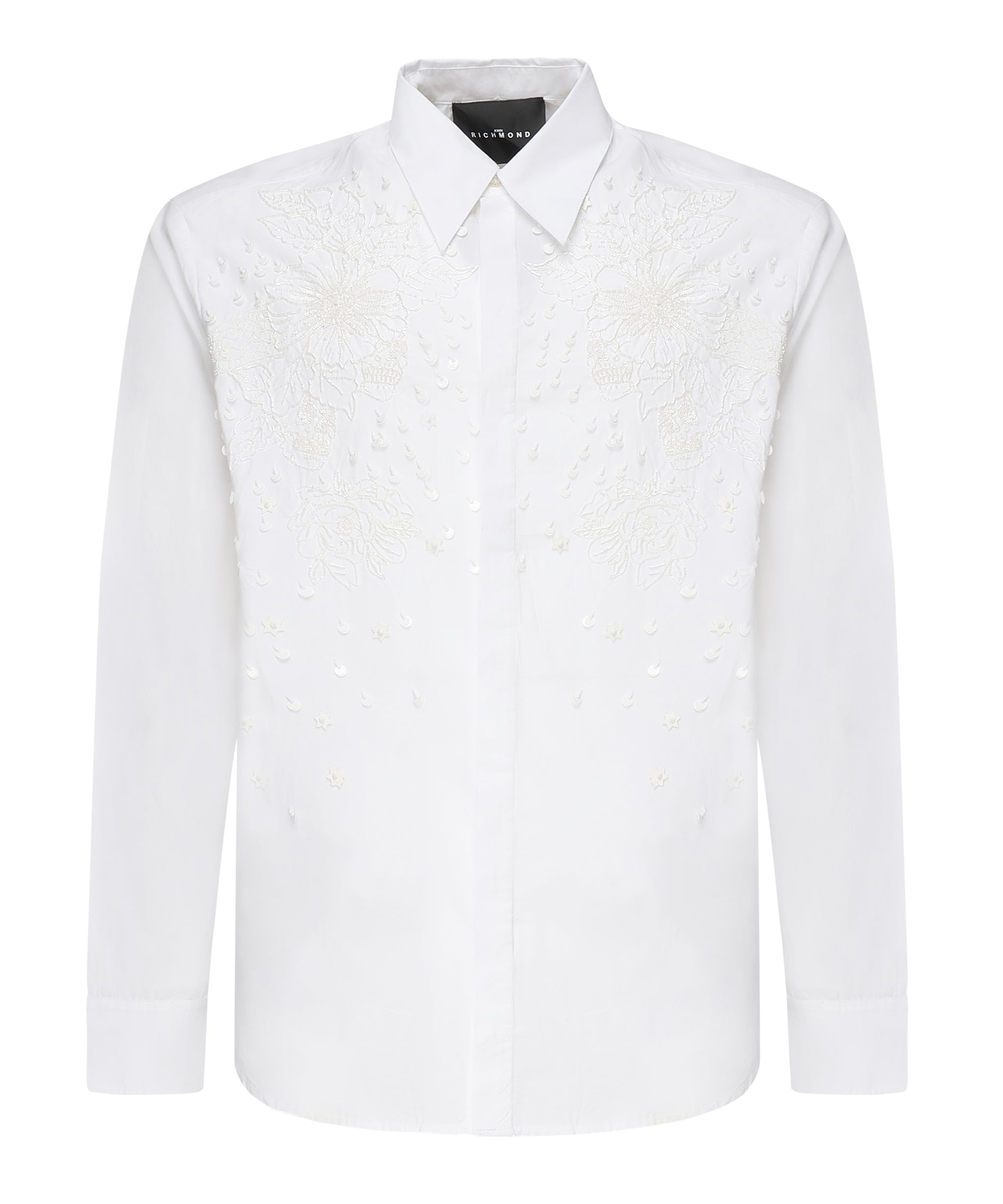Camicia Tavaria con ricami e paillettes RMP25233CA WHITE JOHN RICHMOND 