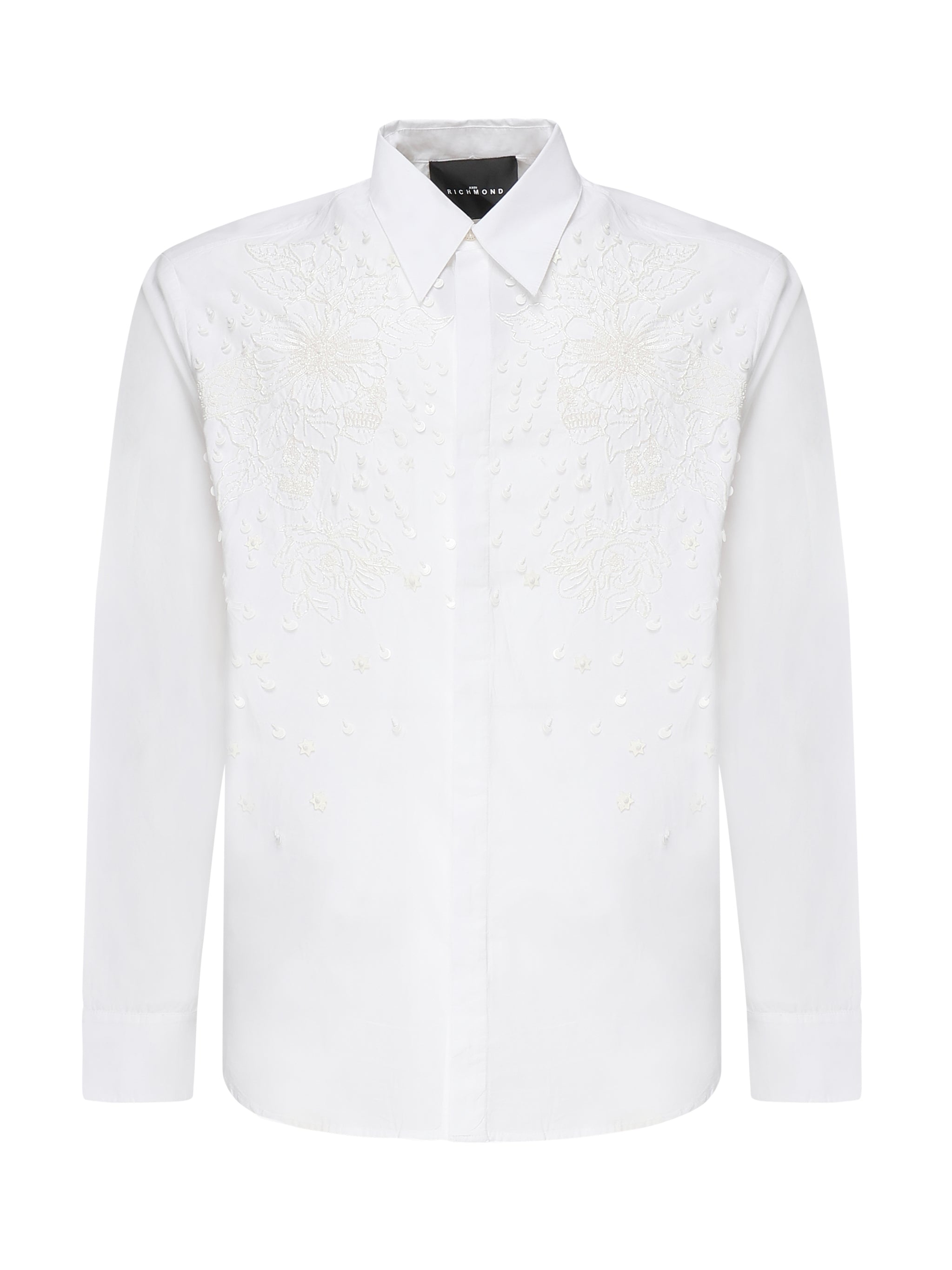 Camicia Tavaria con ricami e paillettes RMP25233CA WHITE JOHN RICHMOND 