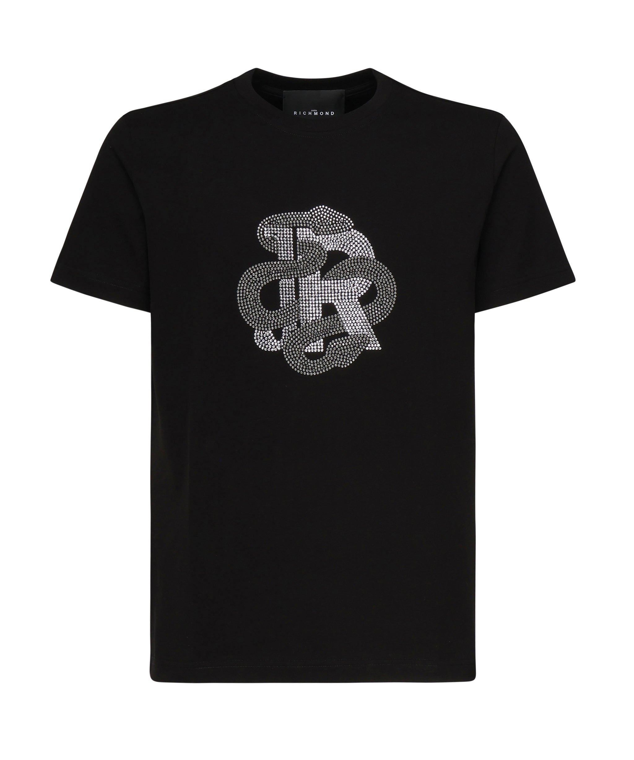T-shirt con logo strass RMP25481TS BLACK JOHN RICHMOND 