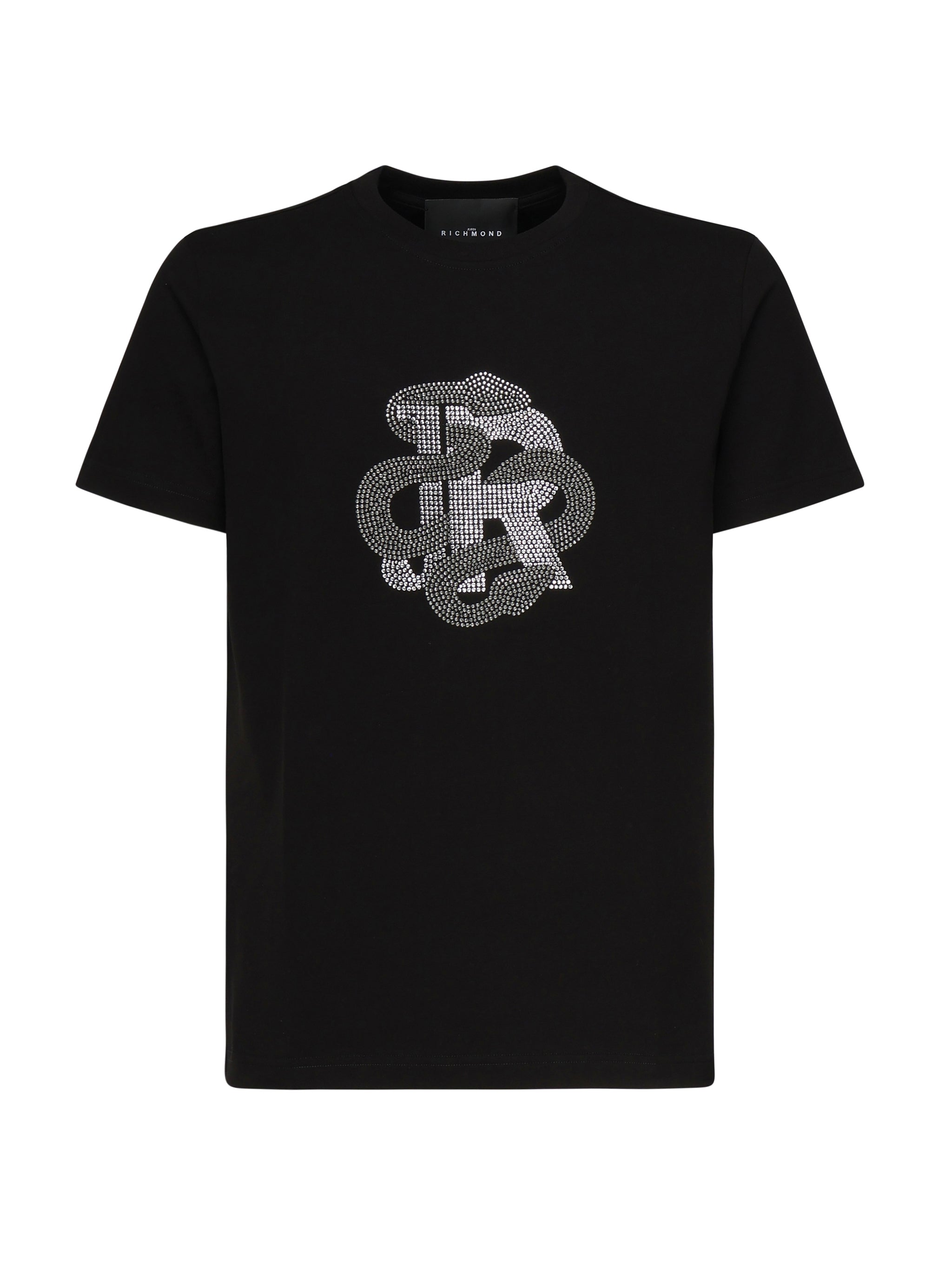 T-shirt con logo strass RMP25481TS BLACK JOHN RICHMOND 