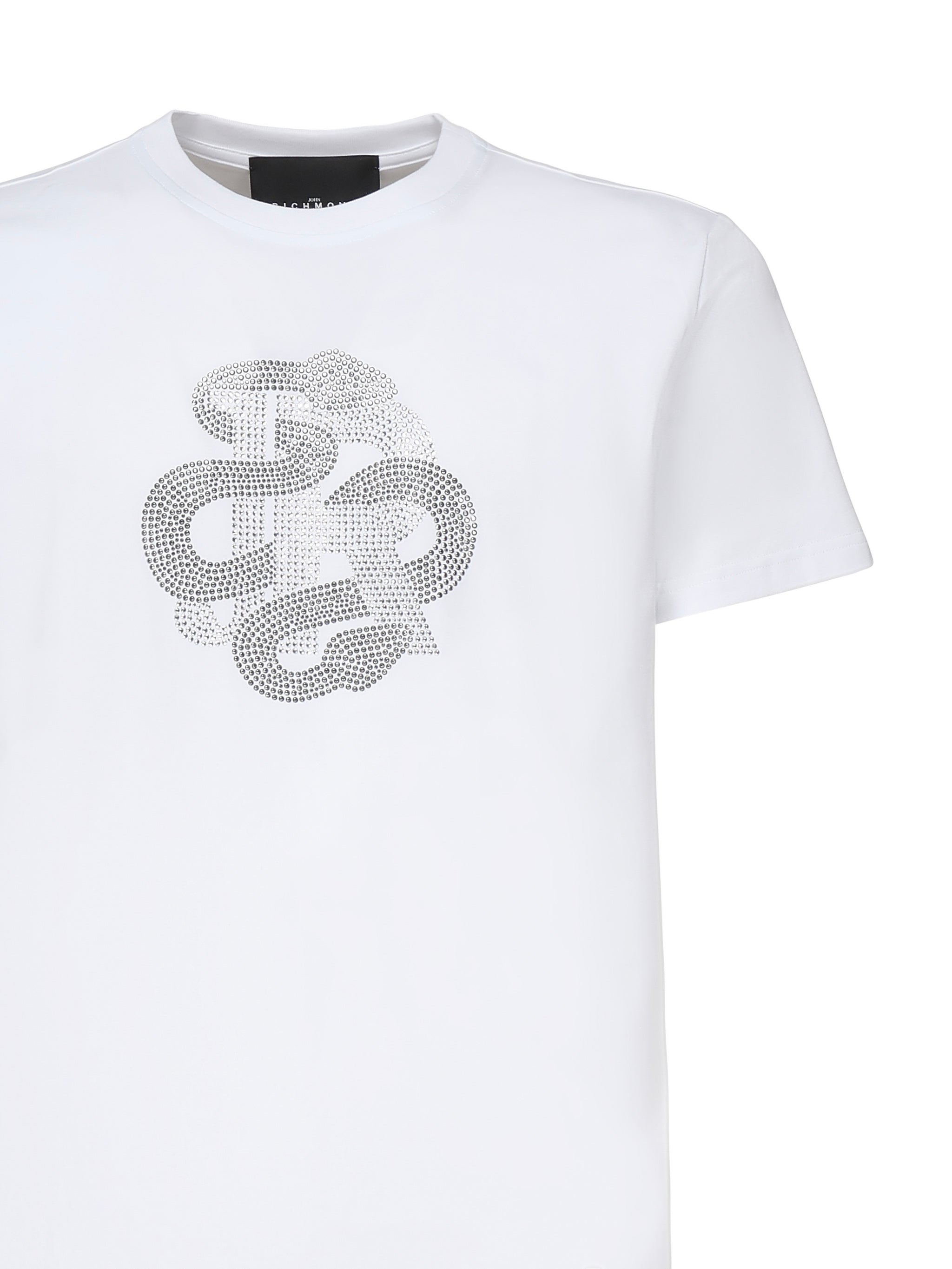 T-shirt con logo strass RMP25481TS WHITE JOHN RICHMOND 