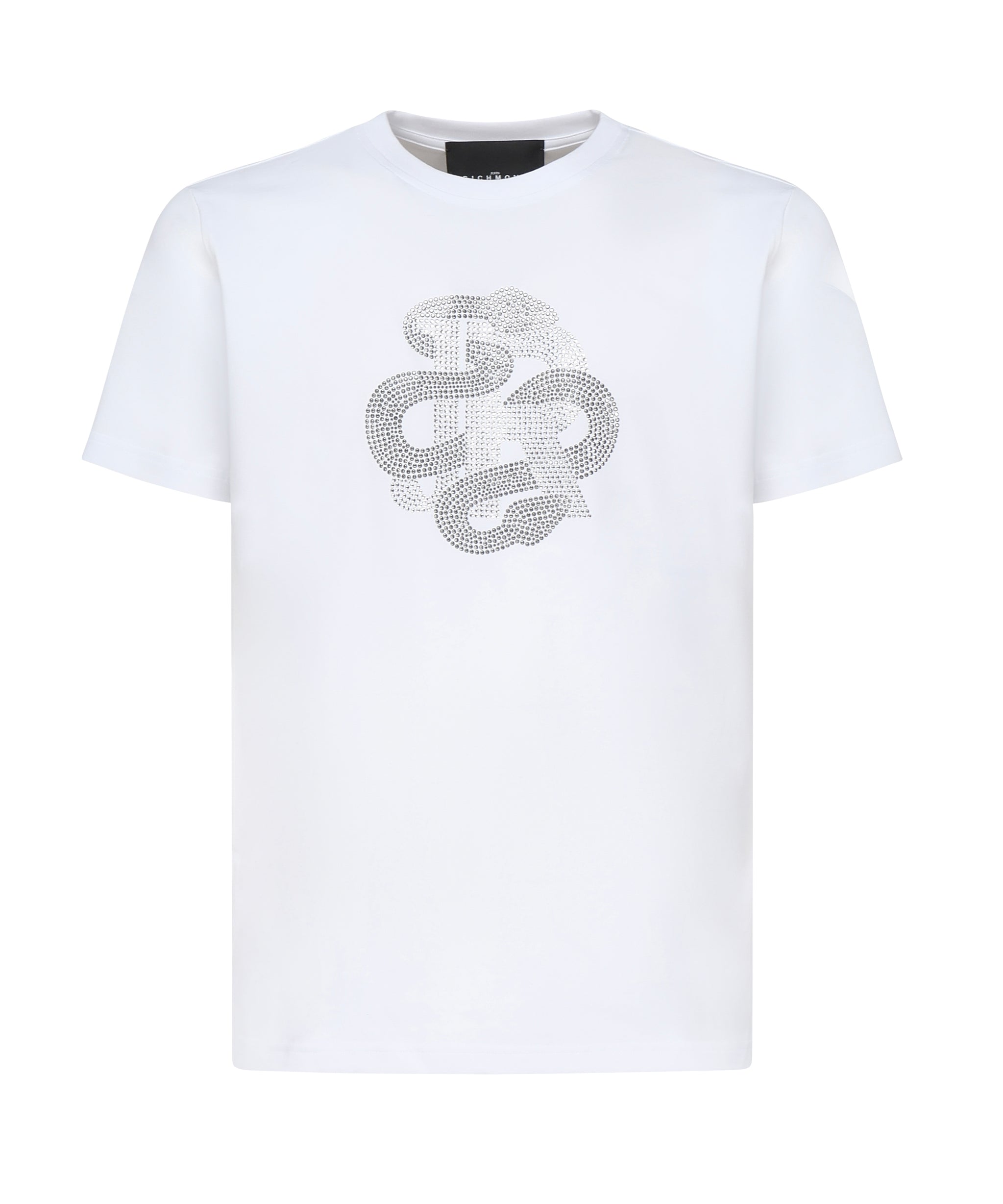T-shirt con logo strass RMP25481TS WHITE JOHN RICHMOND 