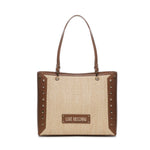 Shopper in rafia con borchie JC4274PP0MKW1 10A LOVE MOSCHINO 