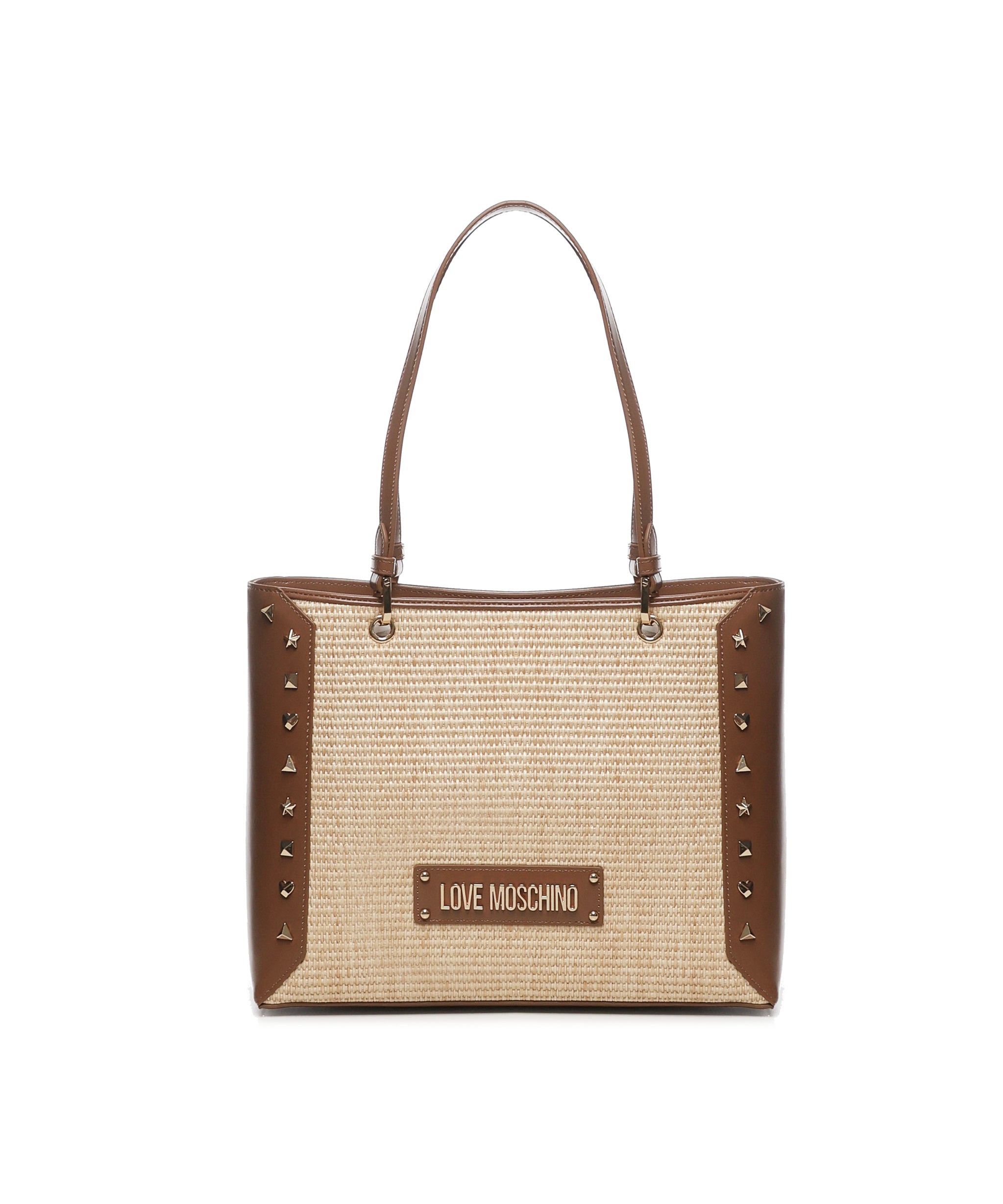 Shopper in rafia con borchie JC4274PP0MKW1 10A LOVE MOSCHINO 
