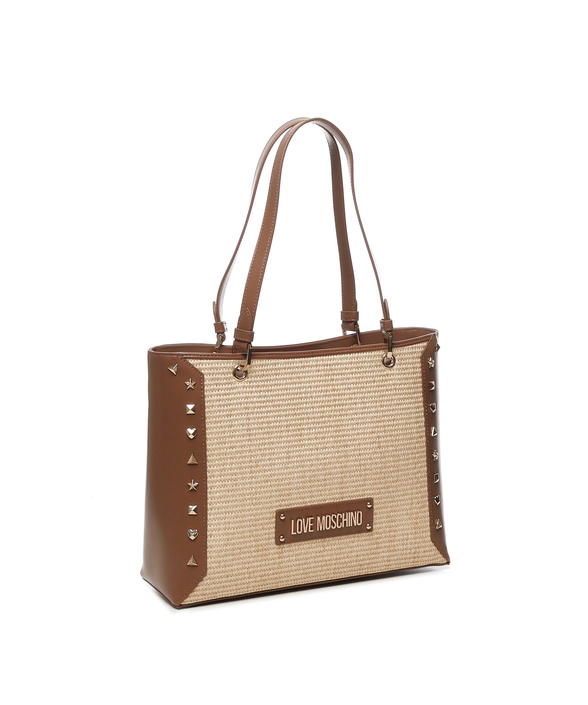 Shopper in rafia con borchie JC4274PP0MKW1 10A LOVE MOSCHINO 