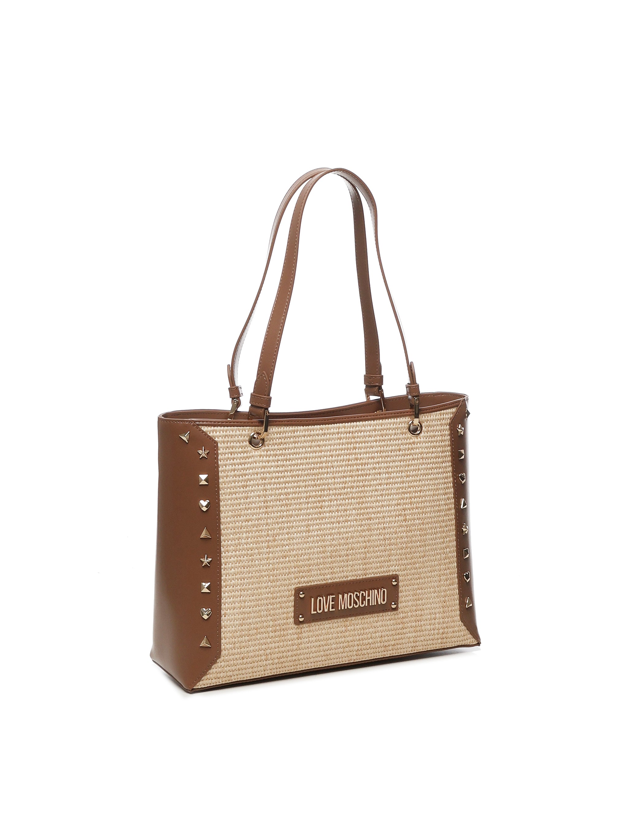 Shopper in rafia con borchie JC4274PP0MKW1 10A LOVE MOSCHINO 