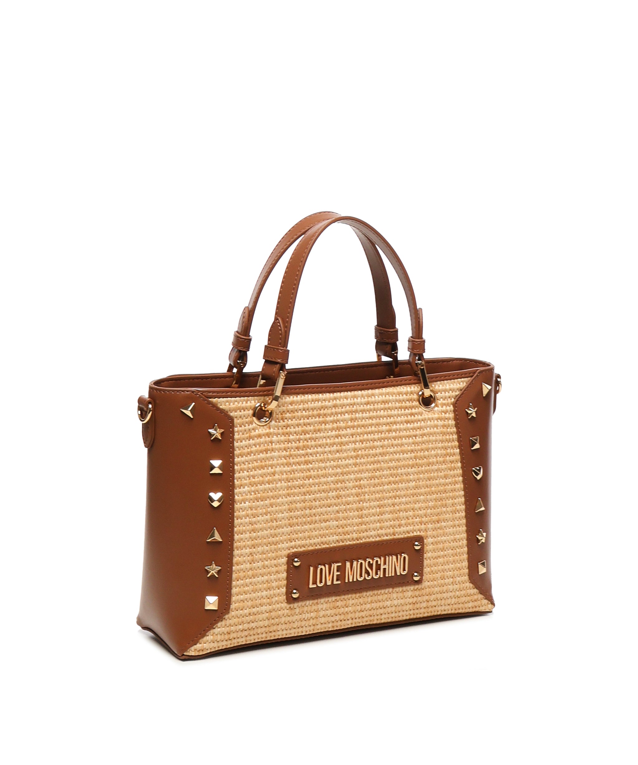 Tote bag in rafia con borchie JC4276PP0MKW1 10A LOVE MOSCHINO 