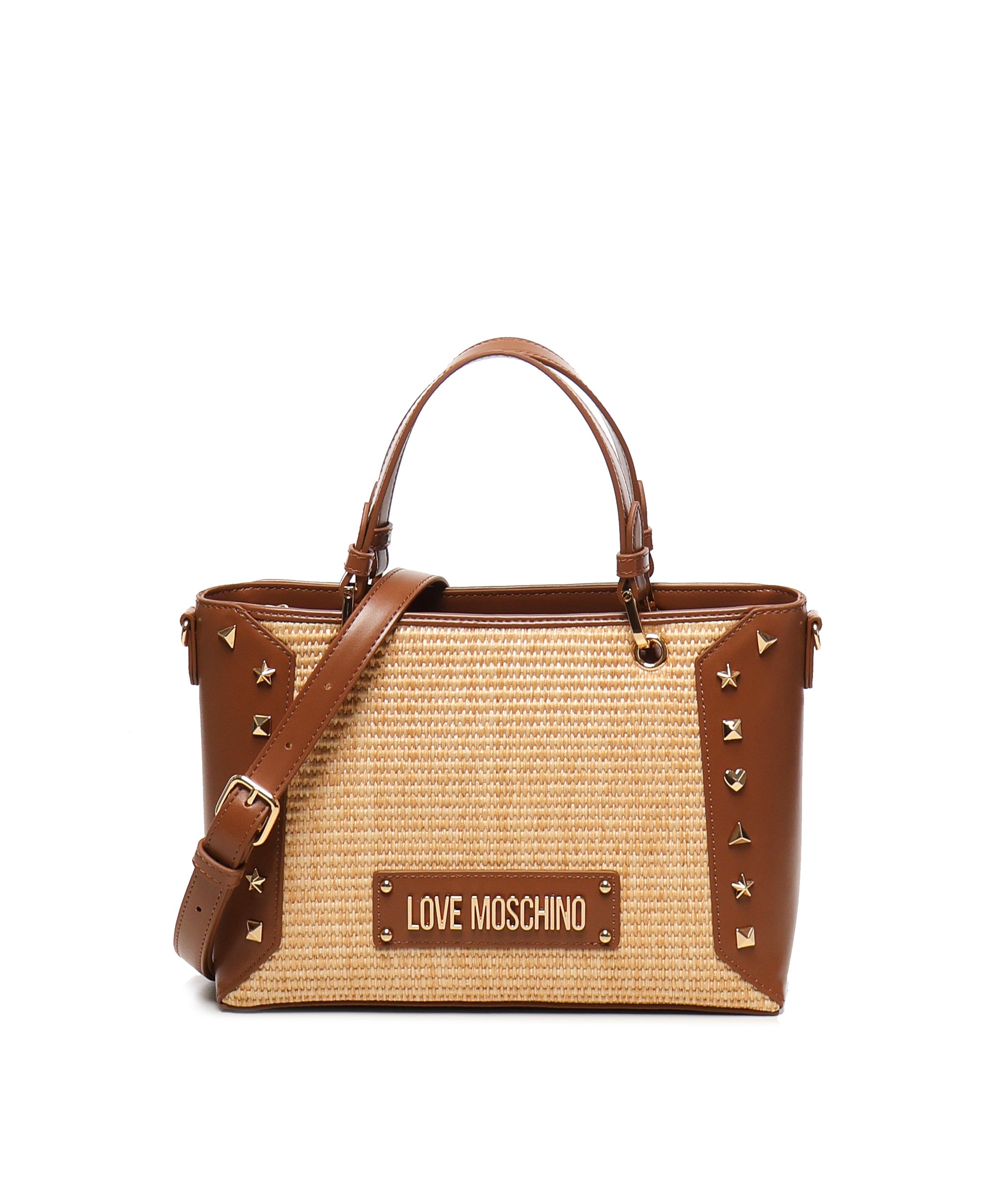 Tote bag in rafia con borchie JC4276PP0MKW1 10A LOVE MOSCHINO 