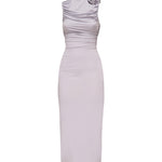 Abito midi arricciato con collo alto<BR/> 1205250000025 PURPLE MAGDA BUTRYM 