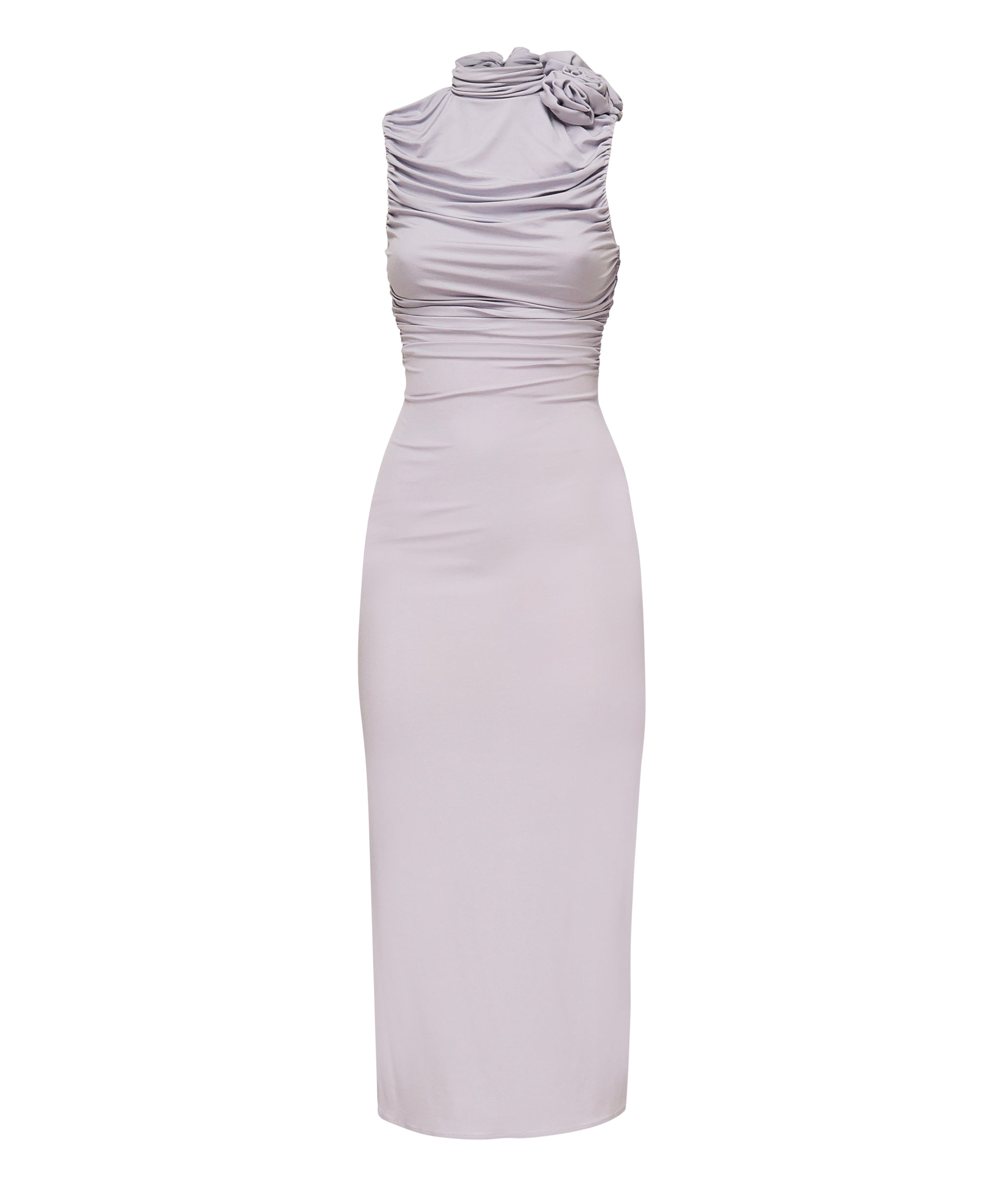Abito midi arricciato con collo alto<BR/> 1205250000025 PURPLE MAGDA BUTRYM 