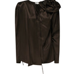 Blusa classica in seta con applicazione 1404250000 BROWN MAGDA BUTRYM 