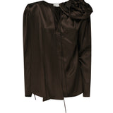 Blusa classica in seta con applicazione 1404250000 BROWN MAGDA BUTRYM 