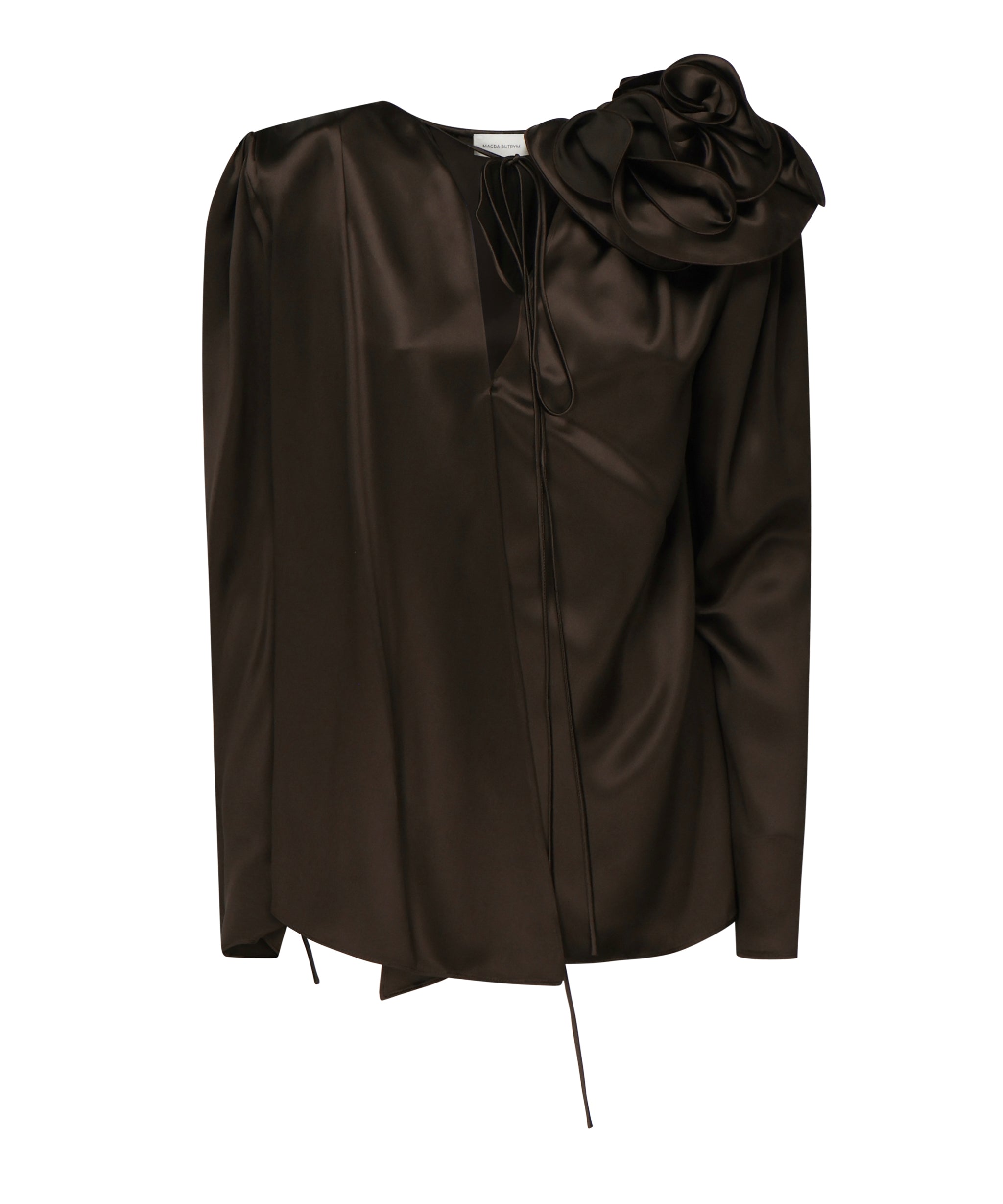 Blusa classica in seta con applicazione 1404250000 BROWN MAGDA BUTRYM 