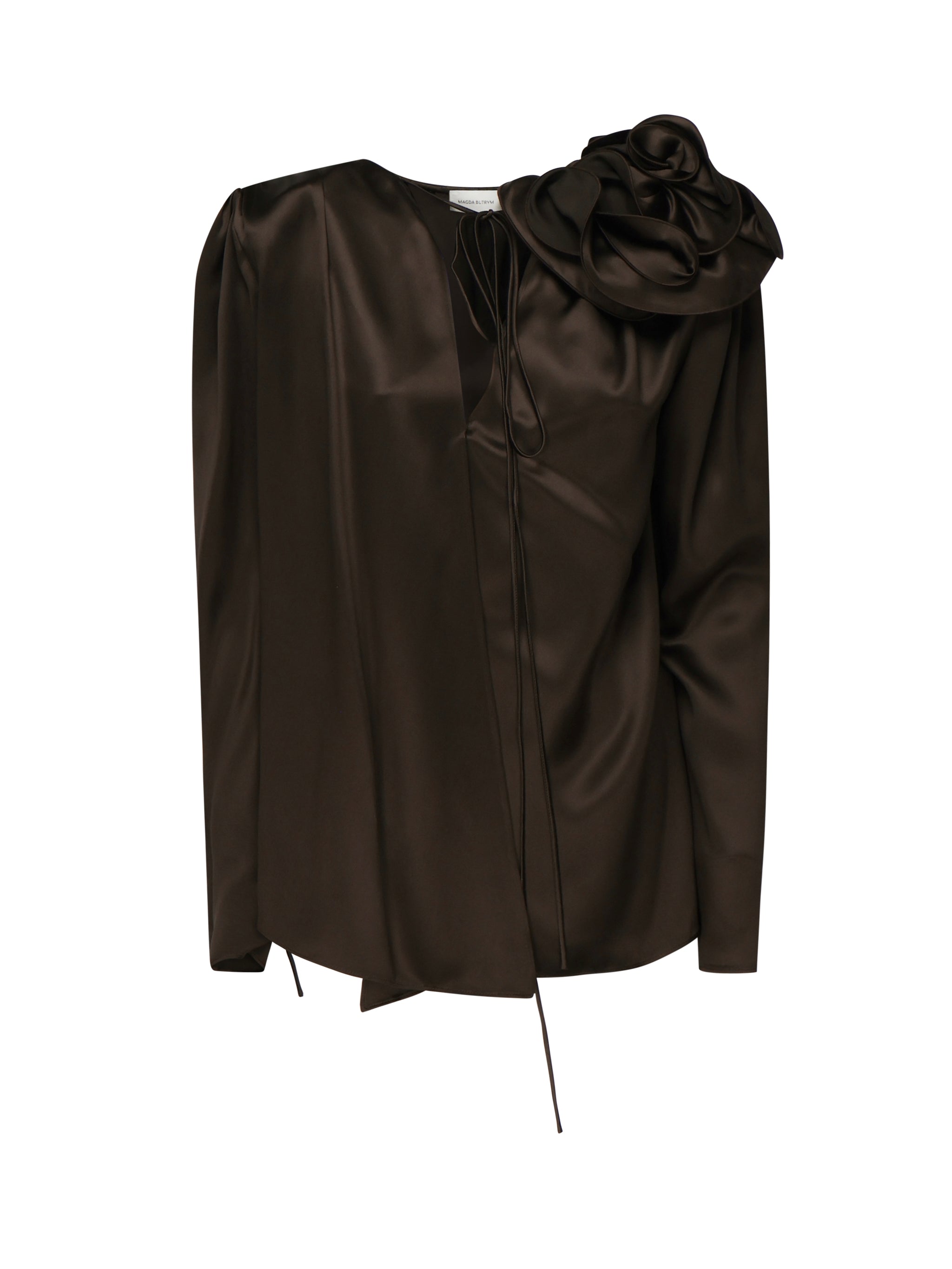 Blusa classica in seta con applicazione 1404250000 BROWN MAGDA BUTRYM 