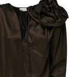 Blusa classica in seta con applicazione 1404250000 BROWN MAGDA BUTRYM 